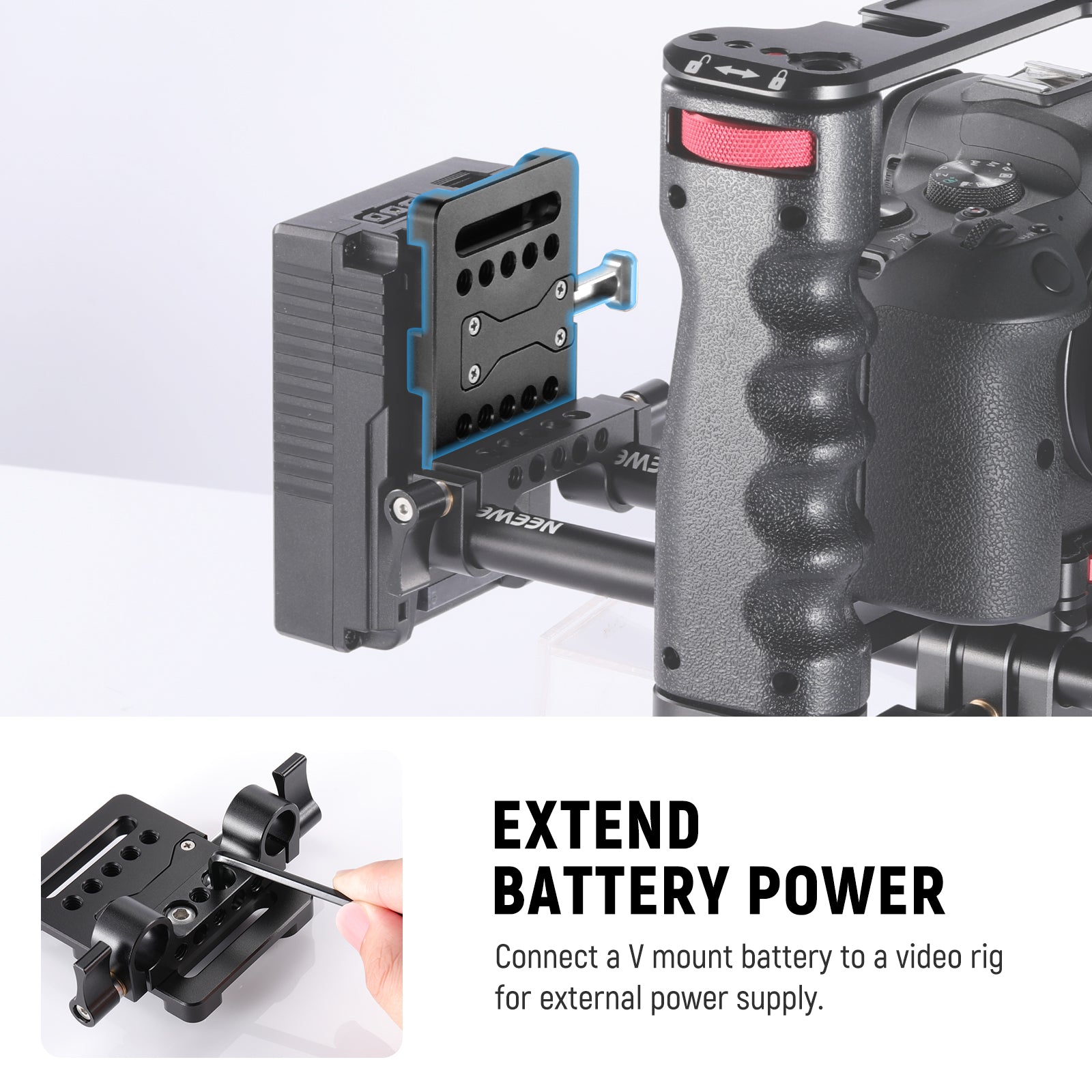NEEWER PS005 Mini V Mount Battery Plate for Cameras - 7.4V/14.8V Power Supply for DSLR, Mirrorless, and Video Equipment - Perfect for On-the-Go Filmmaking & Photography