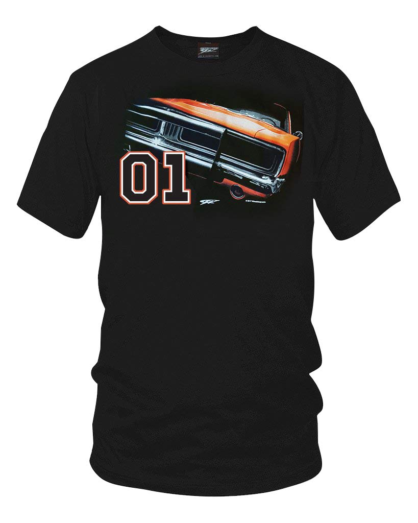 Dukes 01 Charger Black T-Shirt - Classic Muscle Car Shirt for Men - Vintage Automotive Tee - Perfect for Car Enthusiasts & Racing Fans - Casual Wear, Car Shows, and Road Trips