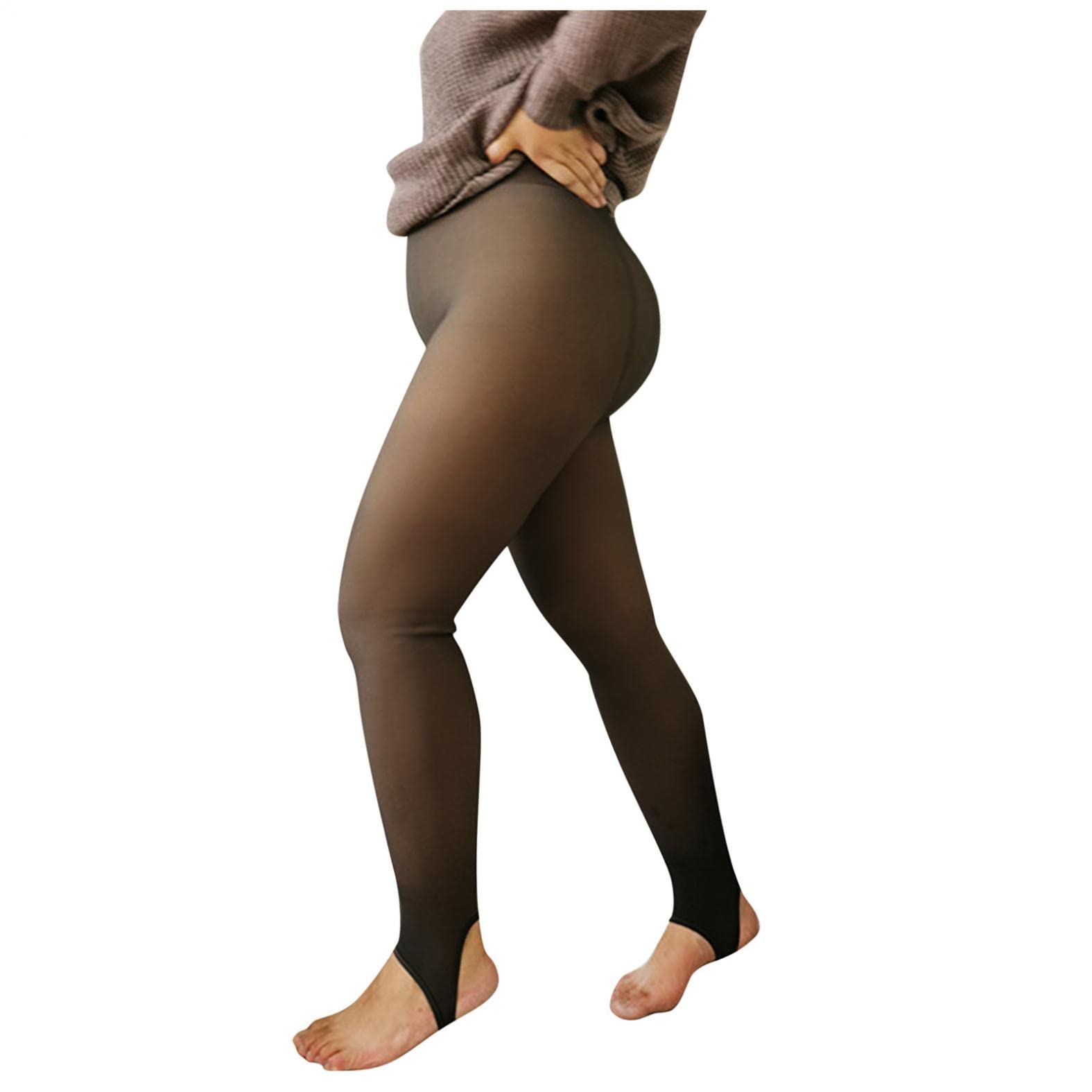 xoxingysm Women's Fleece Lined Thermal Tights - Opaque Winter Leggings, High Waist Elastic Stockings for Plus Size, Warm & Comfortable Pantyhose - Perfect for Cold Weather, Office Wear, and Everyday Outfits