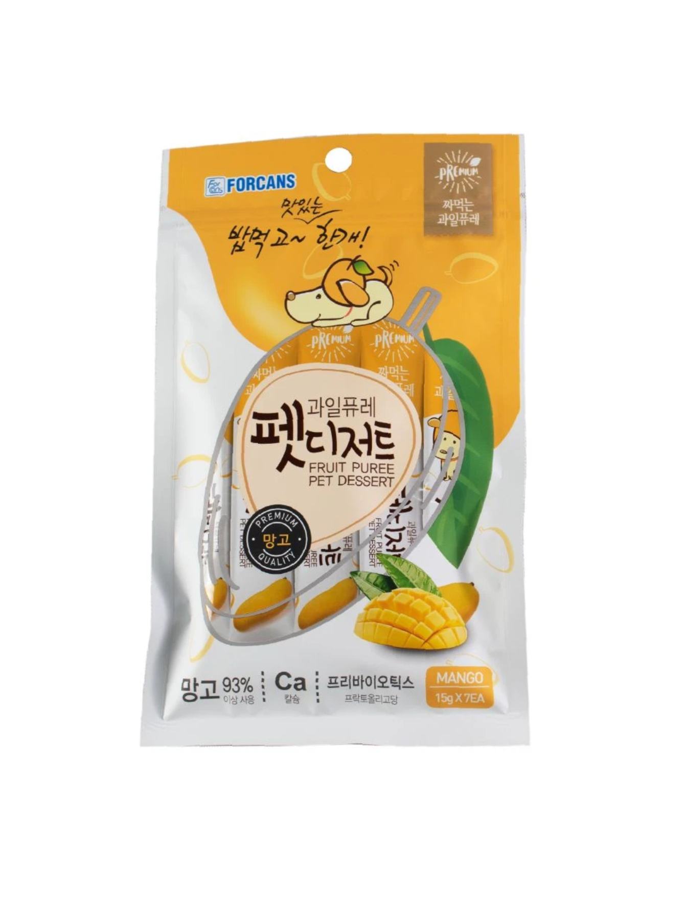 Forcans Puree Creamy Mango Treats (15g x 7pcs) - Healthy Snack for Babies & Toddlers, Perfect for On-the-Go, Lunchboxes, and Travel