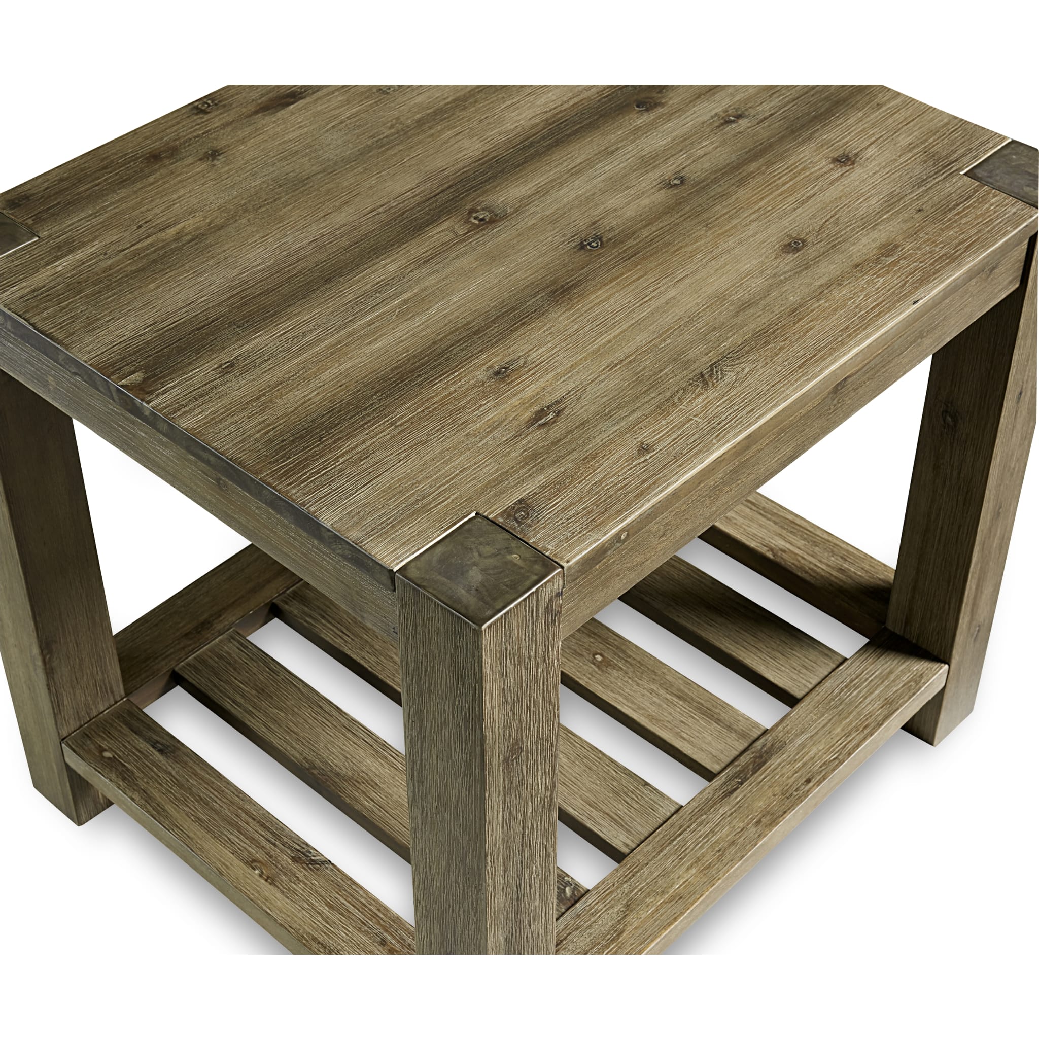 Solid Wood Rectangular End Table in Washed Grey - Modern Side Table for Living Room, Bedroom & Office - Rustic Home Decor Accent Table