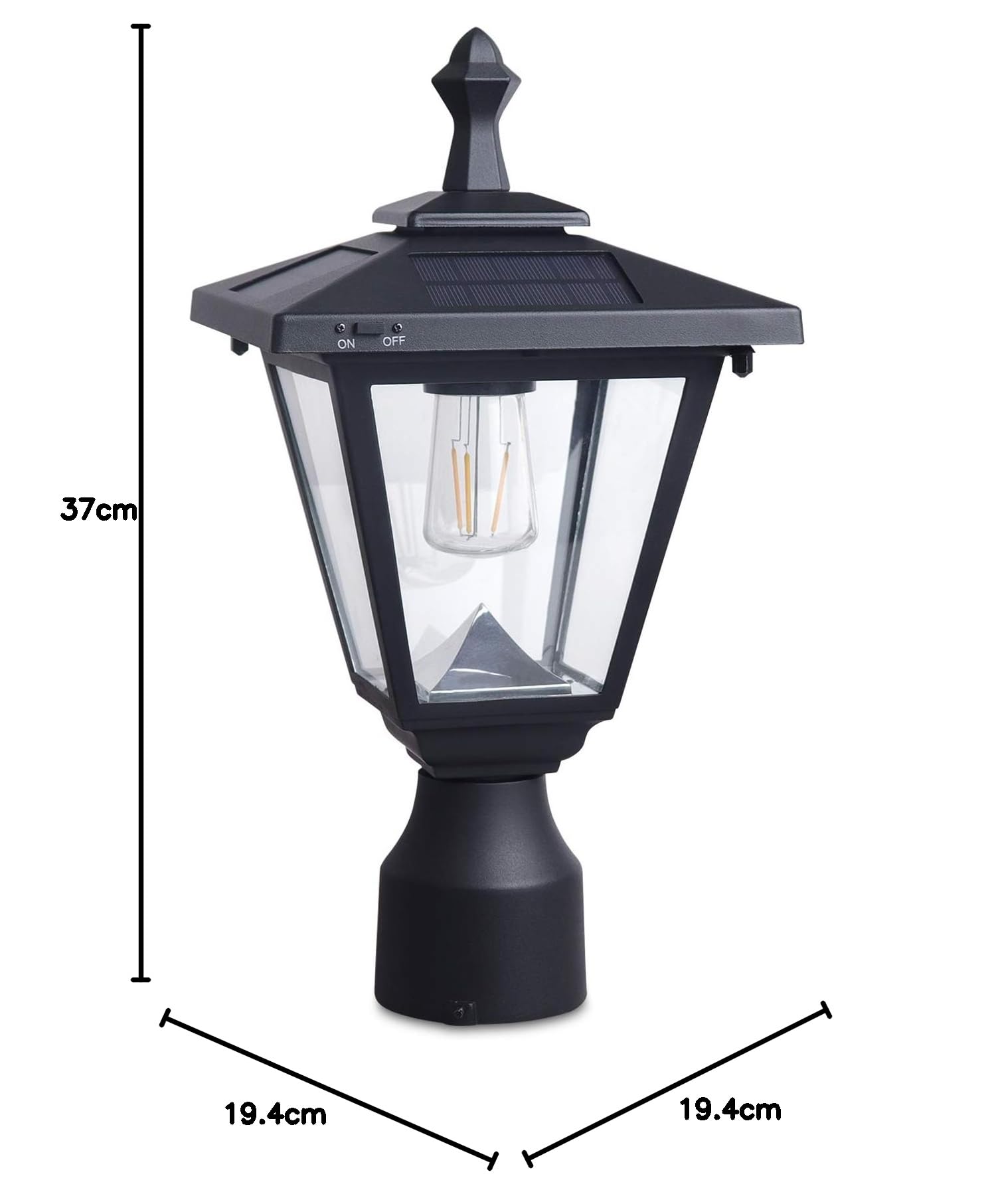 KMC LIGHTING ST4330Q-AA 100 LUMENS Solar Post Lamp - Weatherproof Cast Aluminum Outdoor Solar Light for Garden, Yard, Pathway, and Landscape Lighting | Perfect for Driveways, Patios, and Walkways