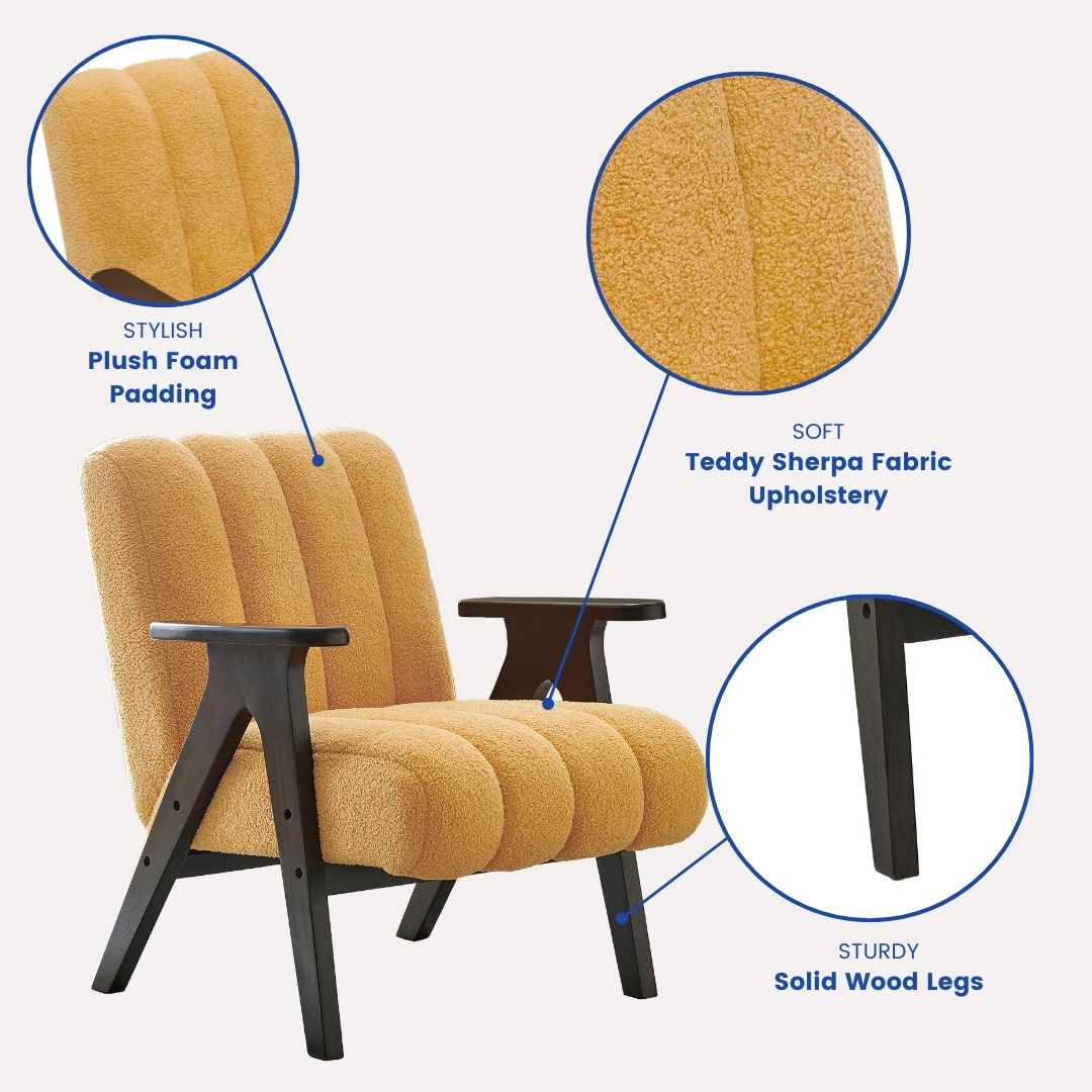Roundhill Furniture Rella Modern Accent Chair with Espresso Wood Frame - Stylish Living Room Seating for Home Office, Lounge & Bedroom Decor