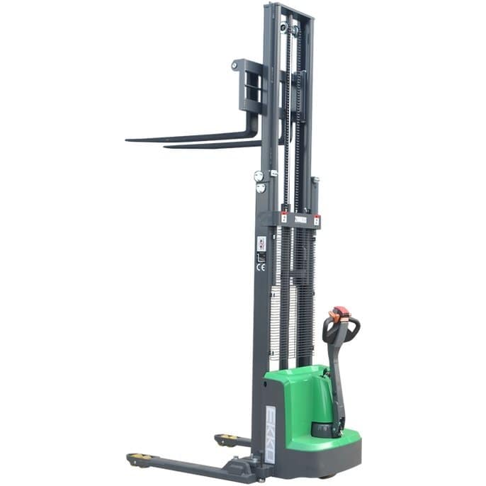 EKKO EB13ES LI Full Powered Straddle Stacker with Side Shift - Electric Pallet Stacker for Warehouse, Factory & Logistics - Heavy Duty Material Handling Equipment