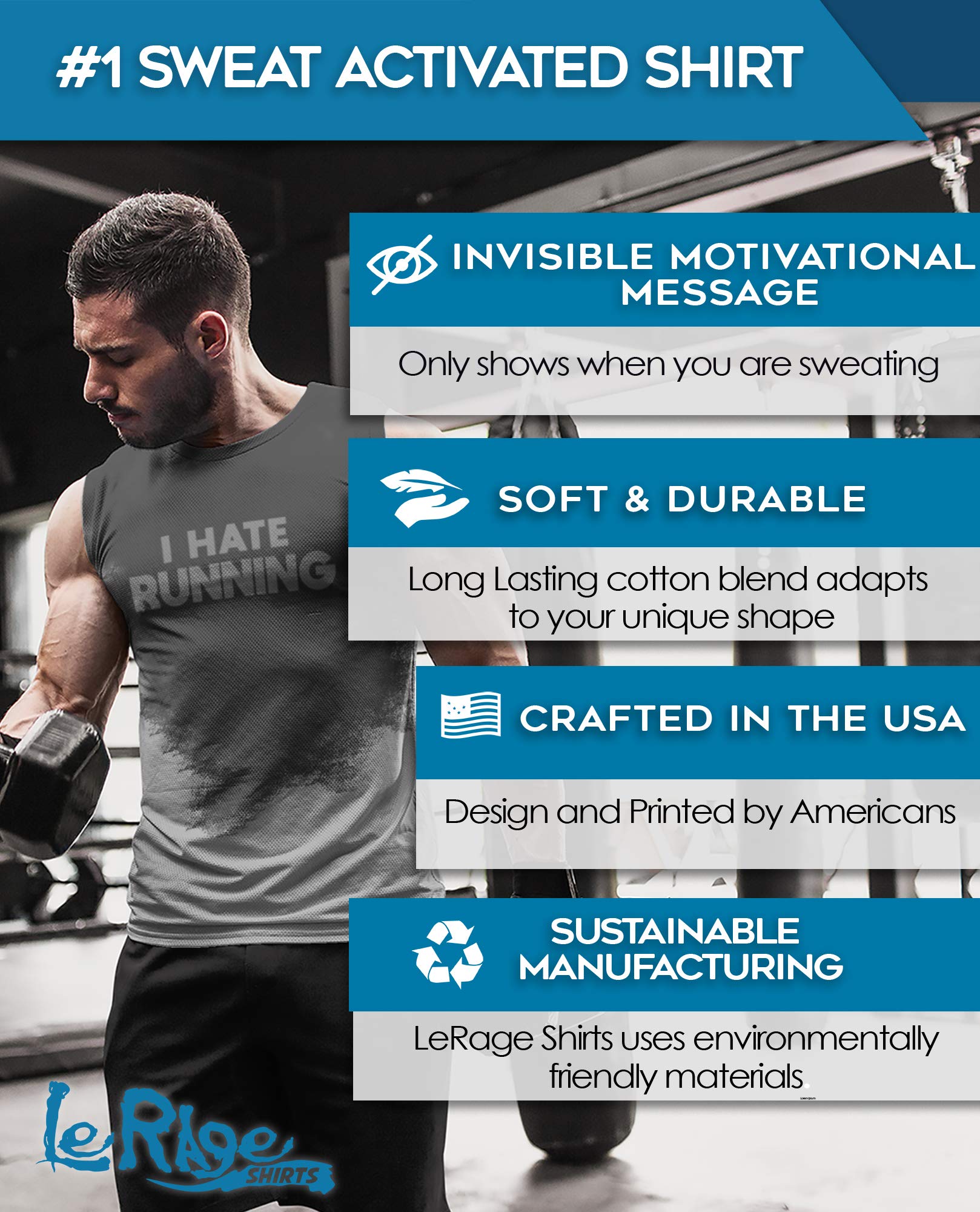 Motivational Sweat Activated T-Shirts for Men - Gym & Workout Apparel - Perfect for Running, Fitness & Sports Activities