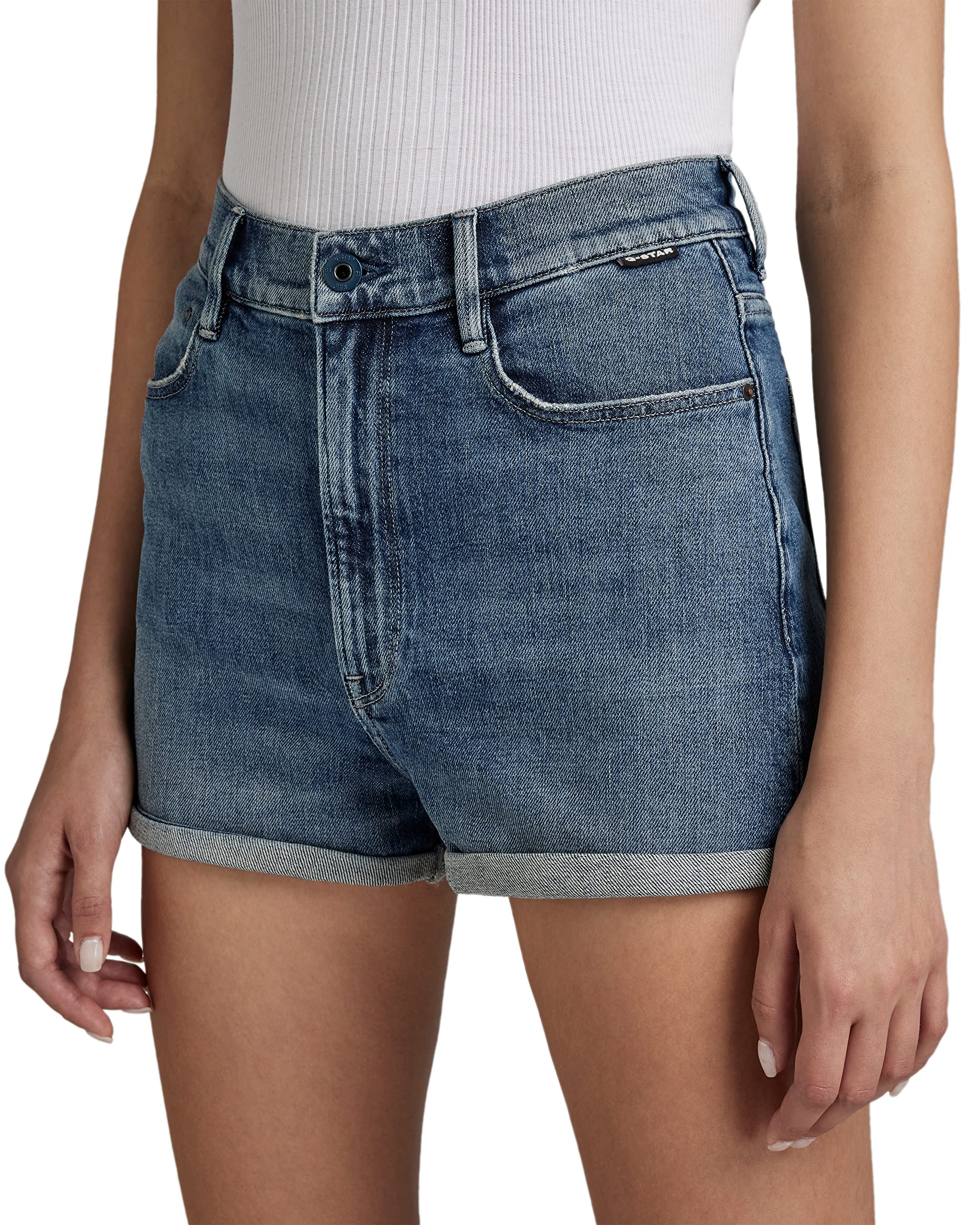 G-STAR Women's Tedie Ultra High Rise Denim Shorts - Stylish Distressed Denim Shorts for Women | Perfect for Summer Outfits, Beach Vacations & Casual Streetwear