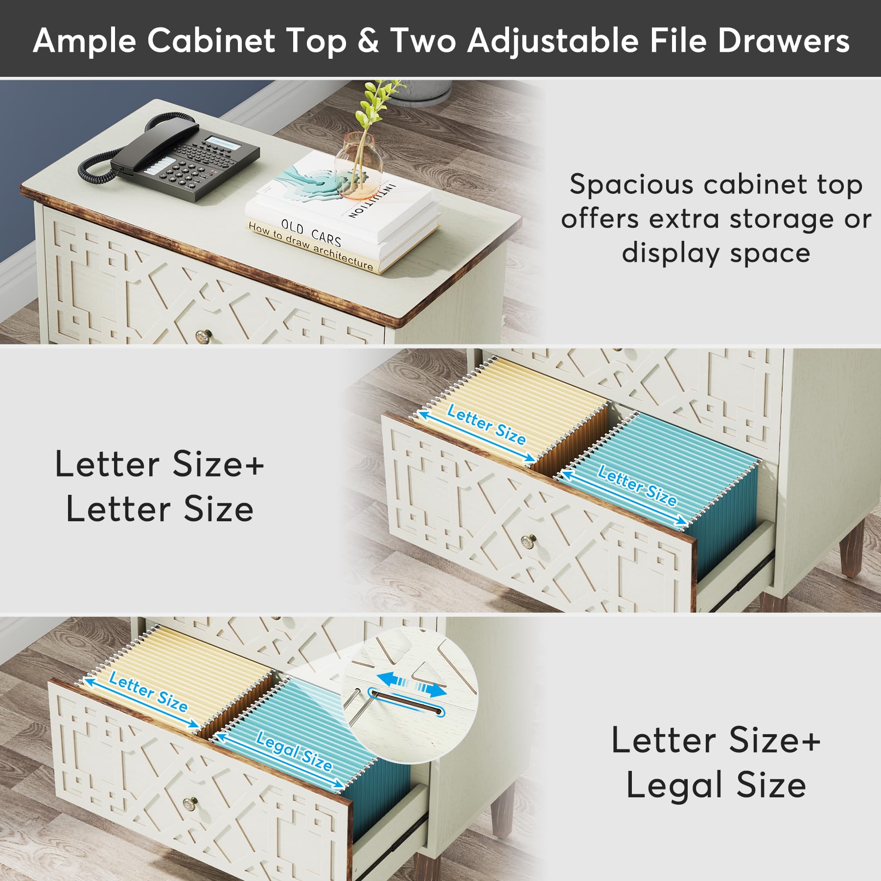 2-Drawer Lateral File Cabinet for A4 Letter Legal Size - Office Storage Cabinet & Printer Stand with Storage Drawers - Perfect for Home Office Organization & Workspace Storage Solutions