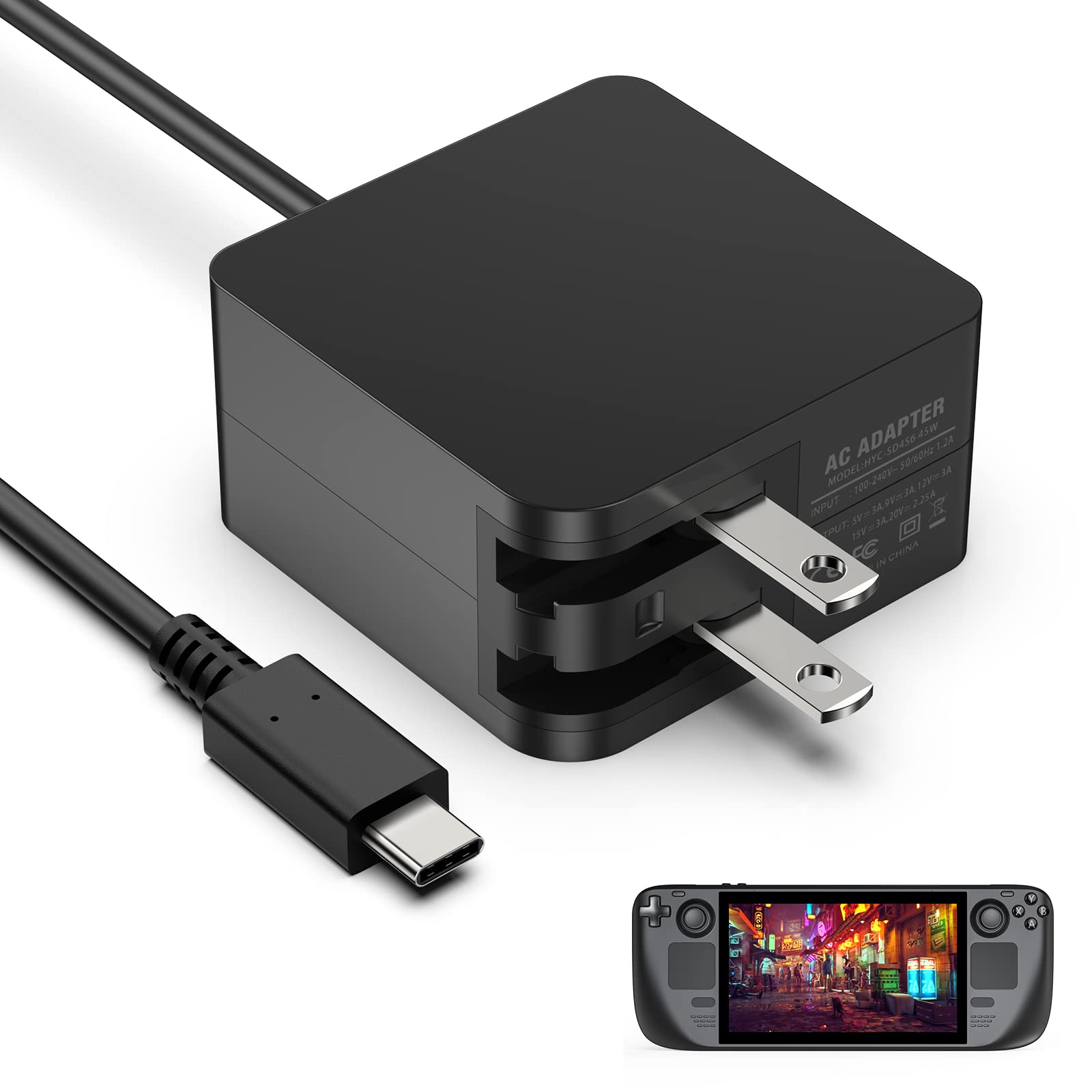 45W Fast PD 3.0 USB C Wall Charger - Foldable Power Adapter for Steam Deck, Nintendo Switch, PS5, Xbox, iPad, Laptops & Phones | Portable Travel Charger for Gaming & Work | Home, Office & Car Use