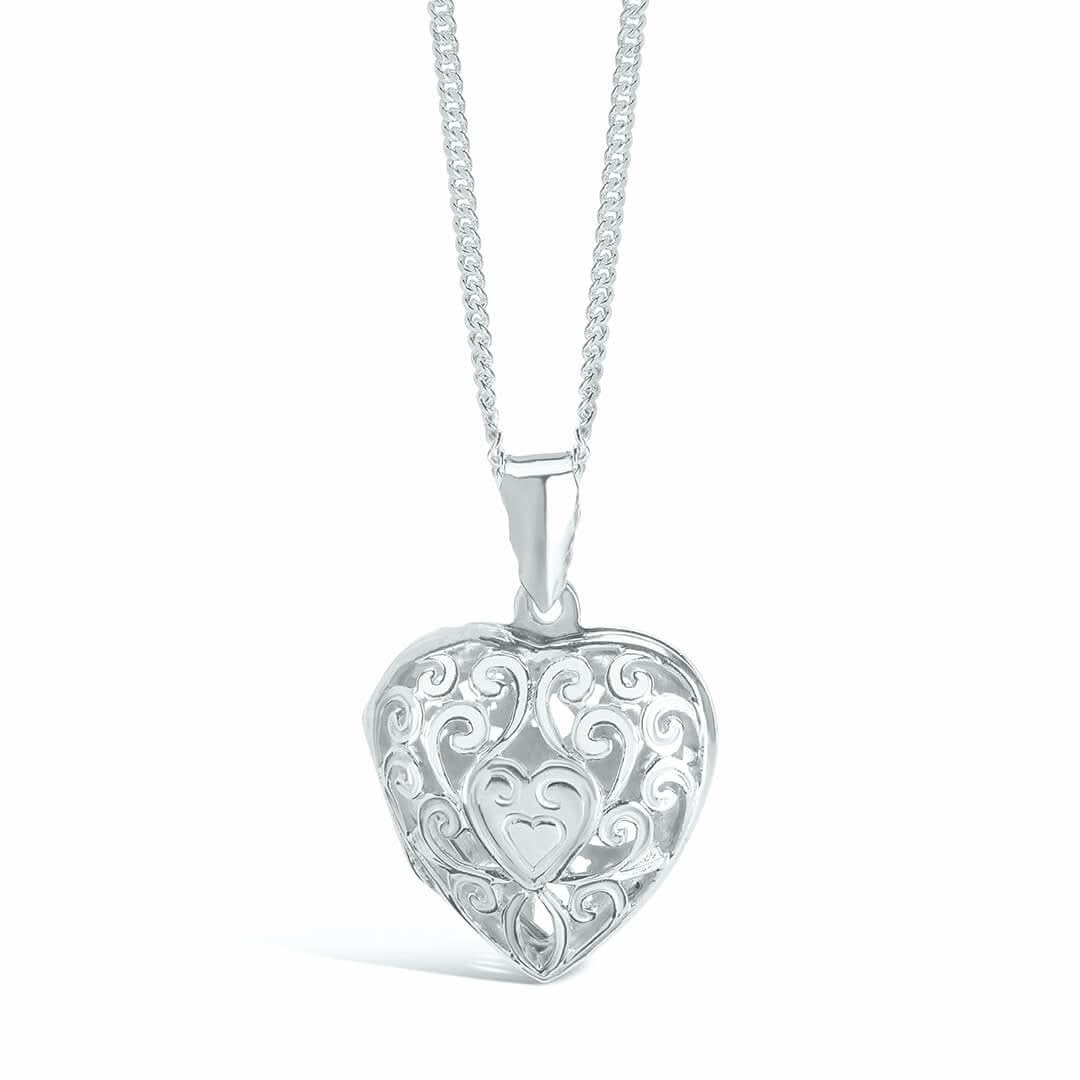 Heart Locket Necklace 14K White Gold with Photo Insert - Romantic Gift for Anniversary, Valentine's Day & Special Occasions