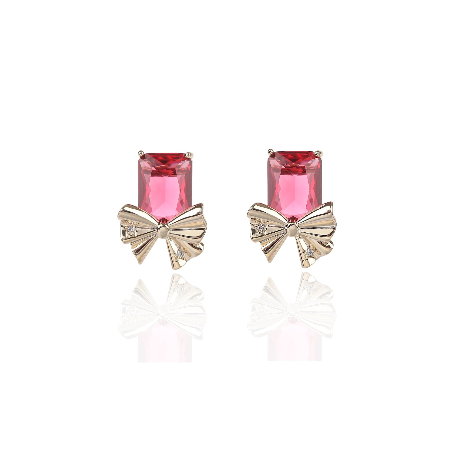 Sparkling Cubic Zirconia Bow Stud Earrings for Women & Girls - Elegant Multicolor Party Jewelry for Birthdays, Weddings & Special Occasions