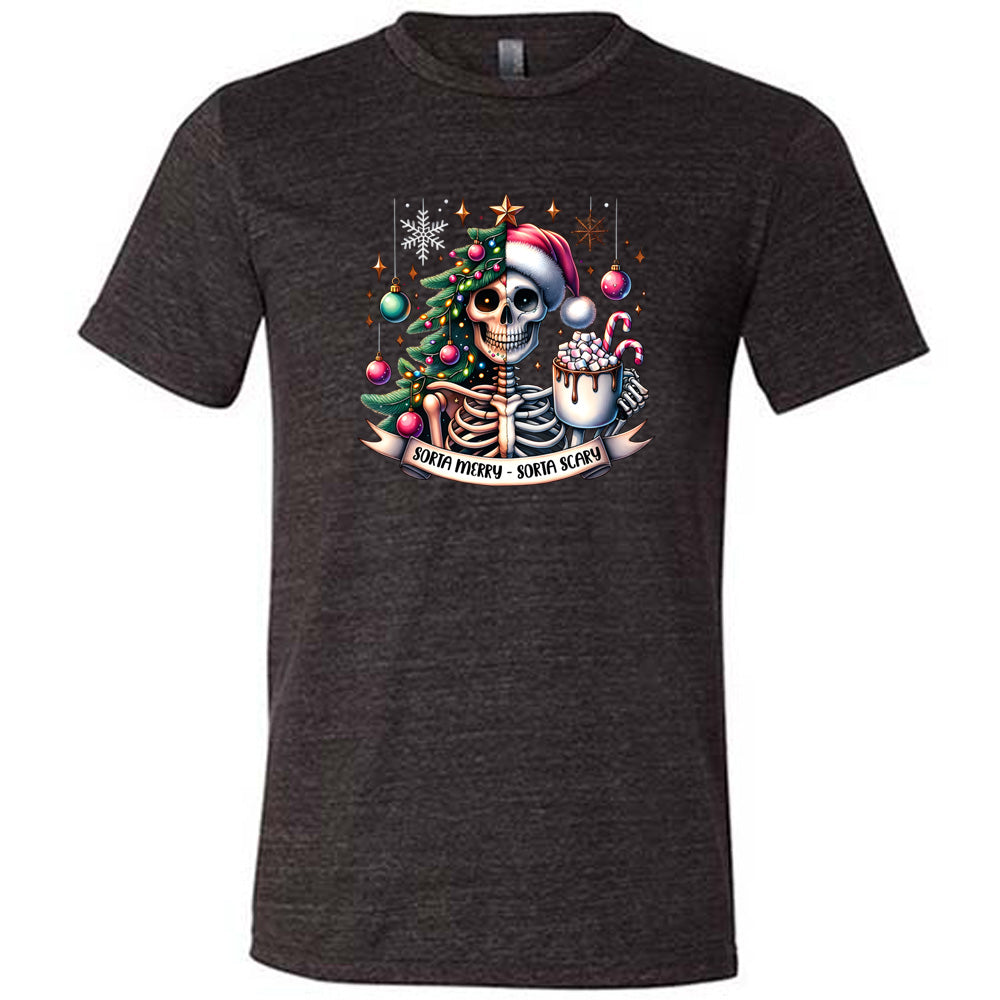 Sorta Merry Sorta Scary Unisex T-Shirt - Funny Christmas Halloween Graphic Tee for Men & Women - Perfect for Holiday Parties & Costume Events
