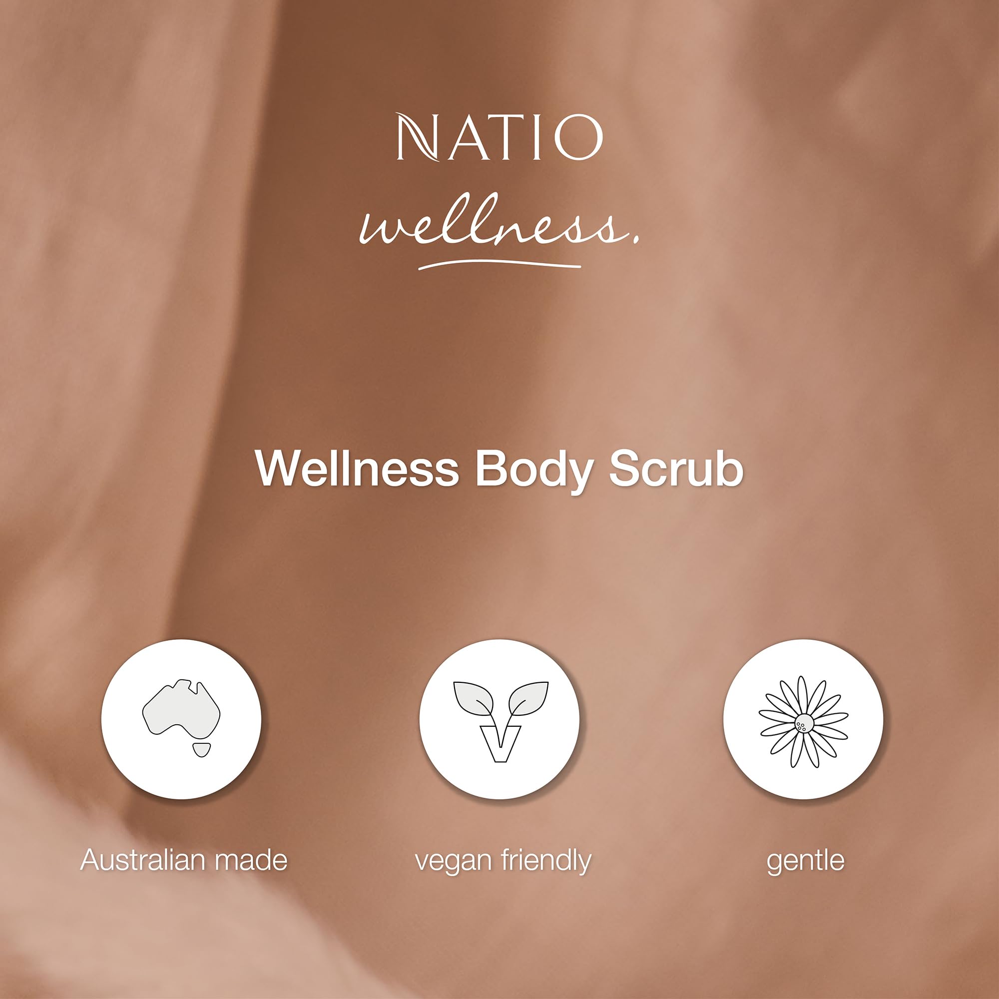 Natio Wellness Exfoliating Body Scrub - 450g Natural Skin Care for Smooth & Glowing Skin | Perfect for Dry Skin, Pre-Shave & Post-Workout Use