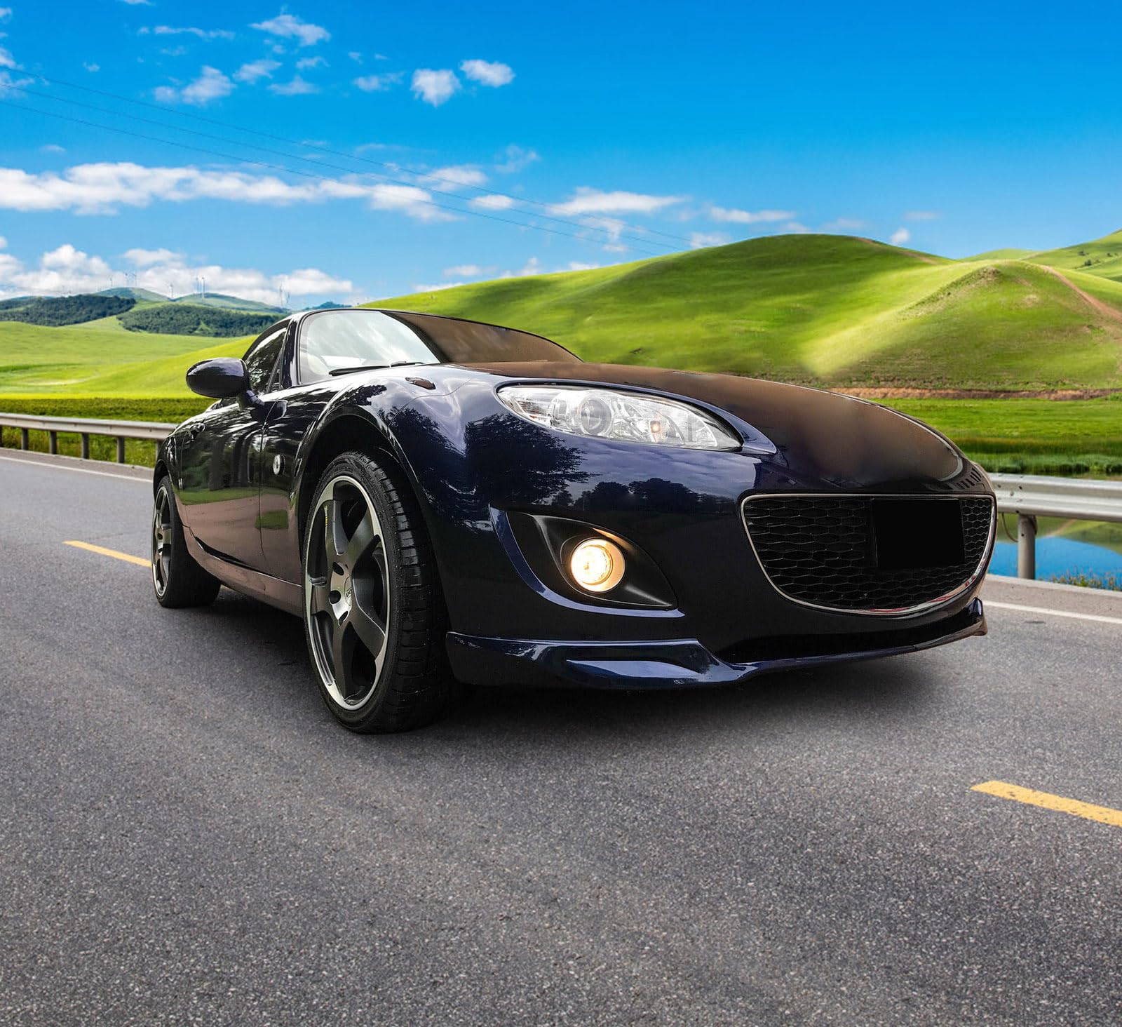 IKON MOTORSPORTS Factory Style PU Front Bumper Lip Spoiler for 2009-2012 Mazda MX-5 Miata - Perfect for Street Racing & Car Shows