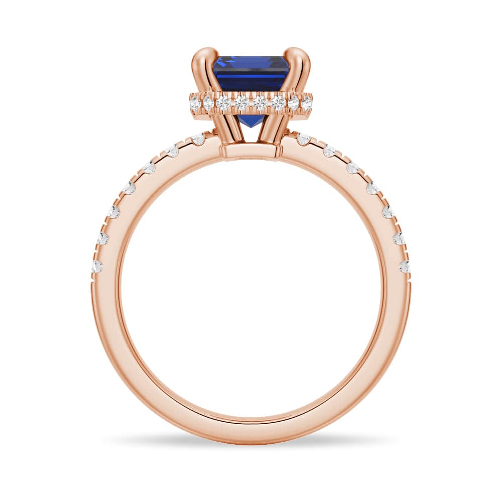 Exquisite Emerald Cut Blue Sapphire & White Sapphire Ring for Women – Elegant Wedding, Engagement, Anniversary Gift – Perfect for Special Occasions