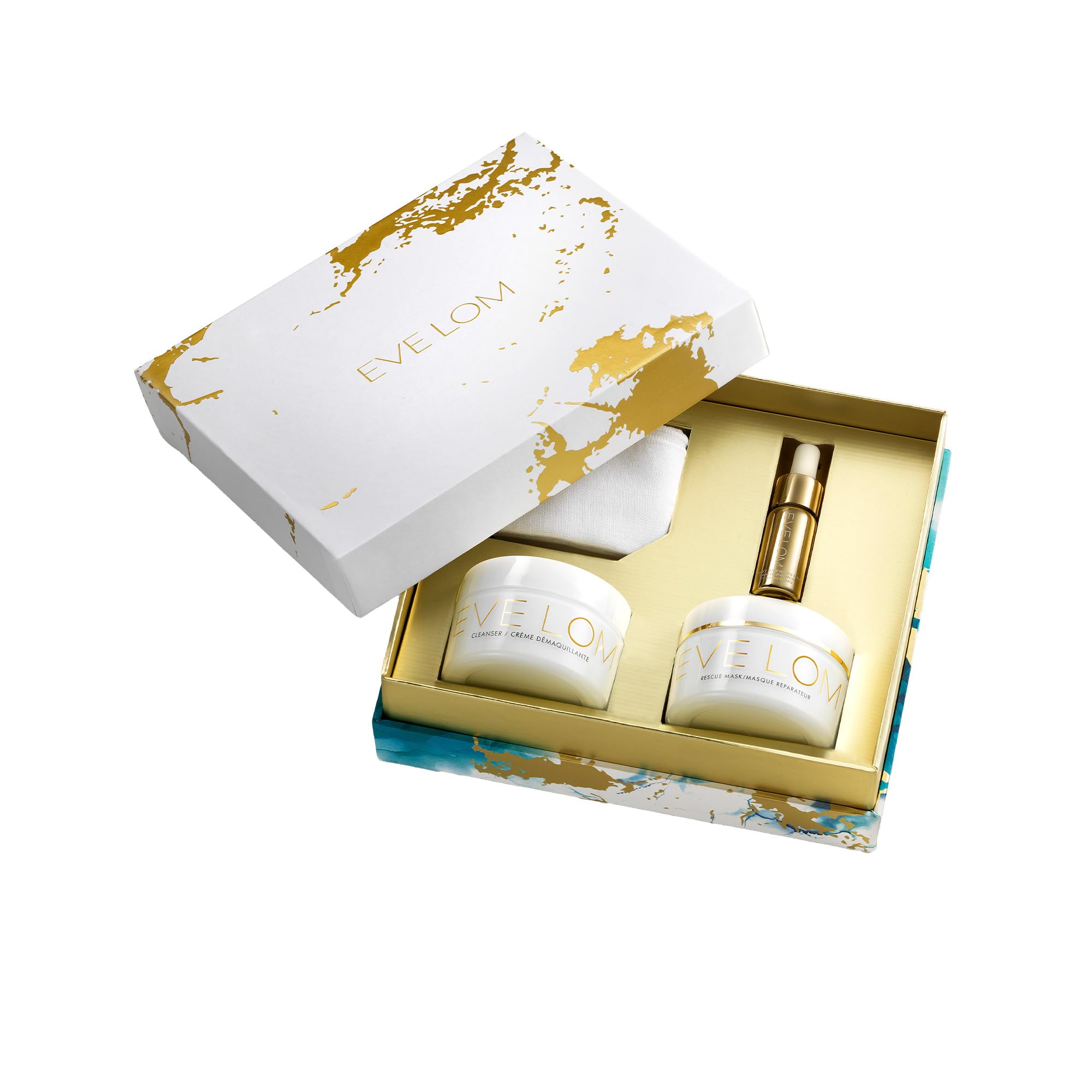 EVE LOM Radiance Ritual Set - 4 Piece Skincare Bundle with Cleansing Balm, Rescue Mask & Retinol Serum | Anti-Aging & Brightening Treatment for Glowing Skin | Perfect for Nighttime Routine & Spa Days