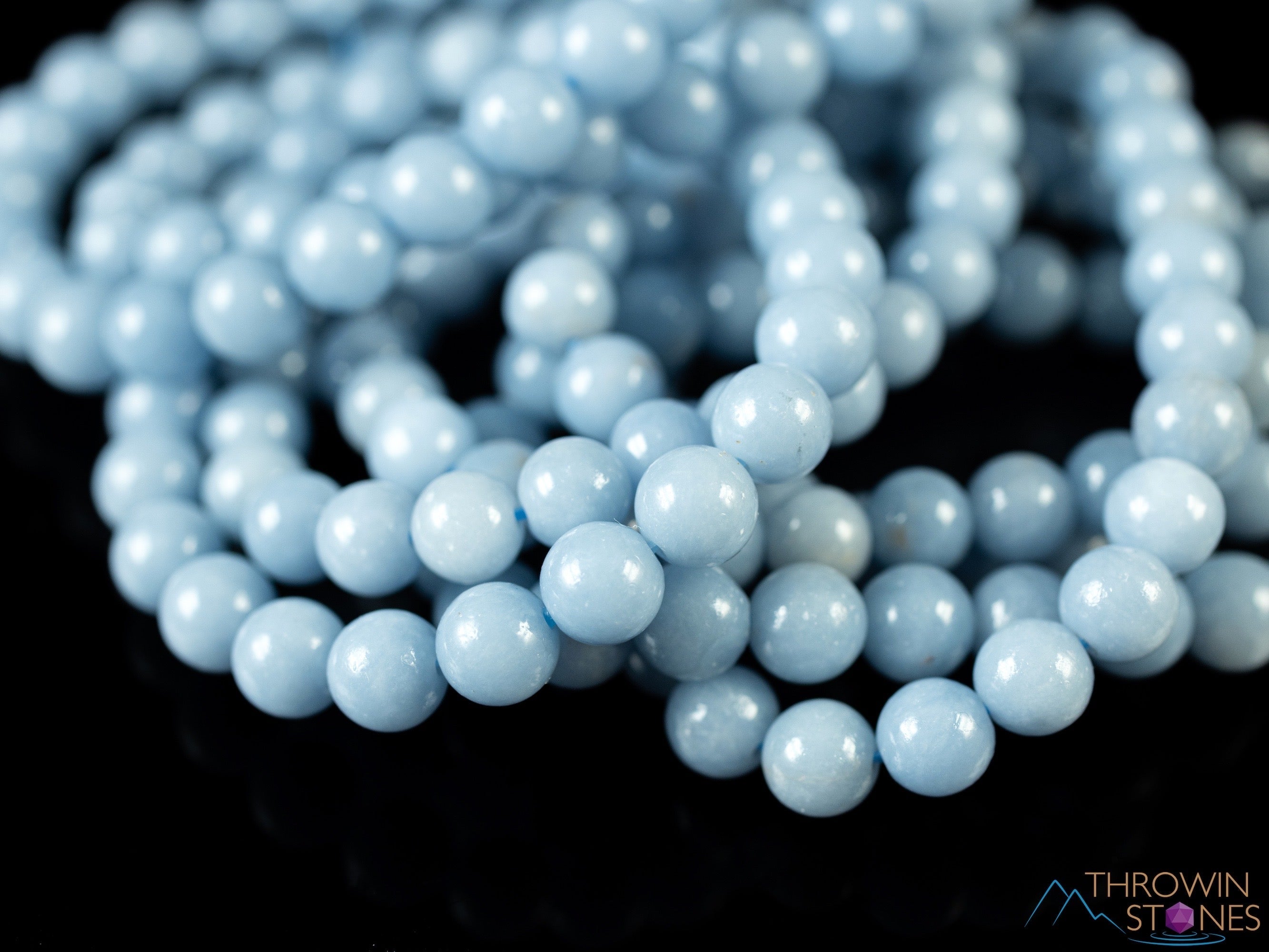 ANGELITE Crystal Bracelet - Round Beaded Healing Bracelet, Handmade Gemstone Jewelry for Women, Stress Relief & Spiritual Balance | Perfect for Meditation, Yoga & Daily Wear