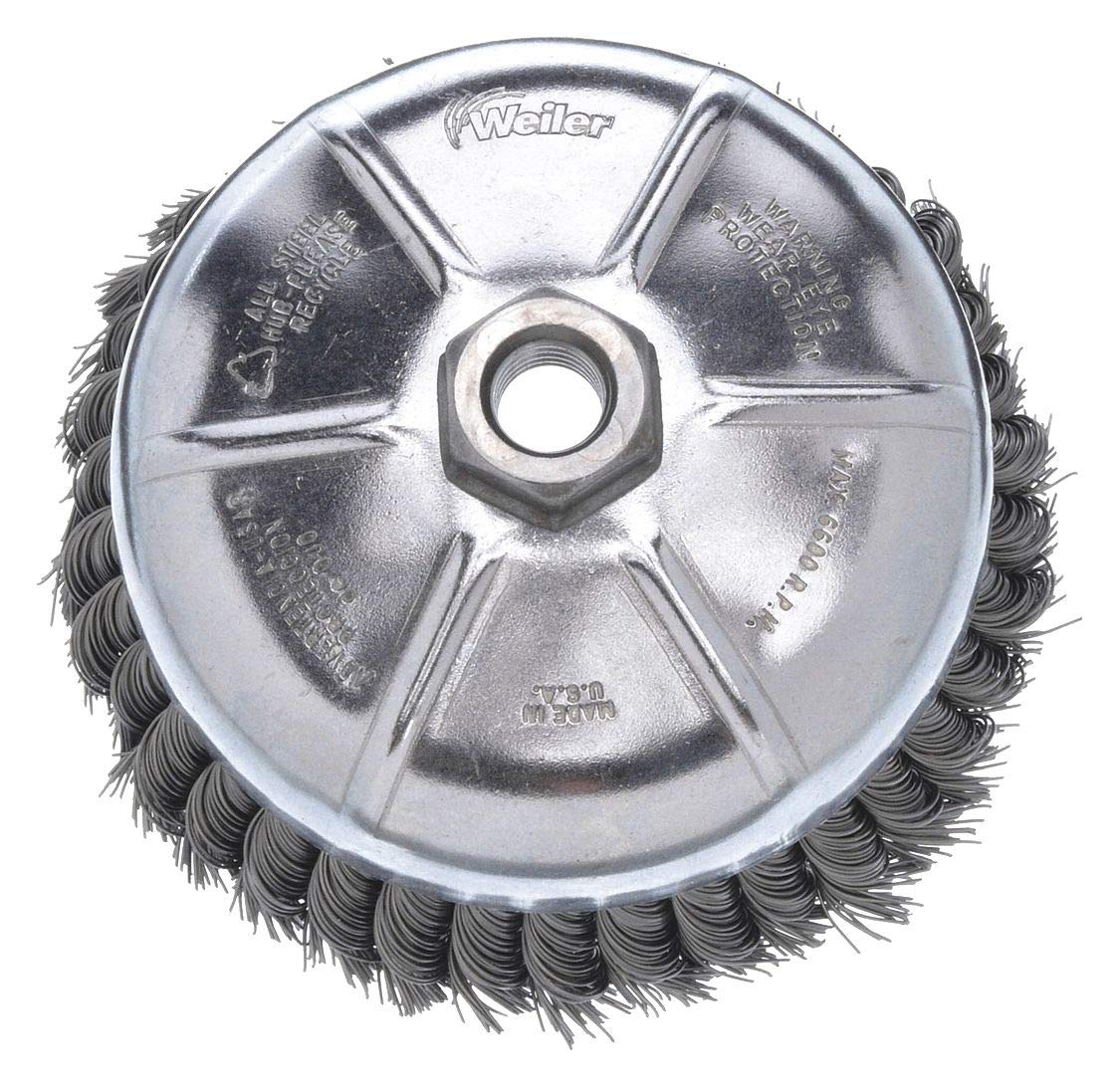 6 Inch Knot Wire Cup Brush with Threaded Arbor - Heavy Duty Rust & Paint Removal for Metal, Wood & Concrete Surfaces - Ideal for Welding, Cleaning & Surface Prep