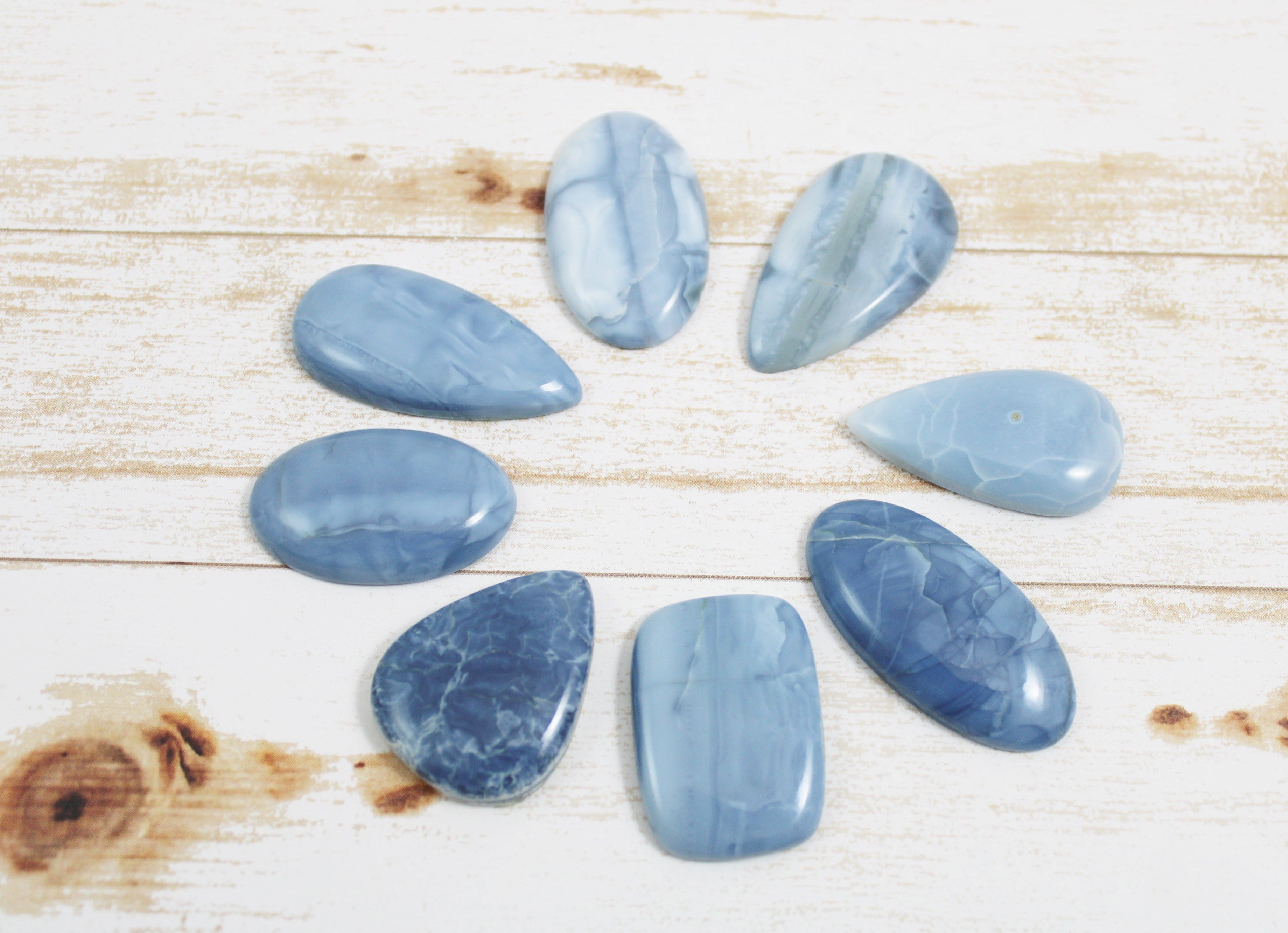 Natural Blue Opal Cabochons for Jewelry Making - High Quality Gemstone Beads for Necklaces, Rings & DIY Crafts