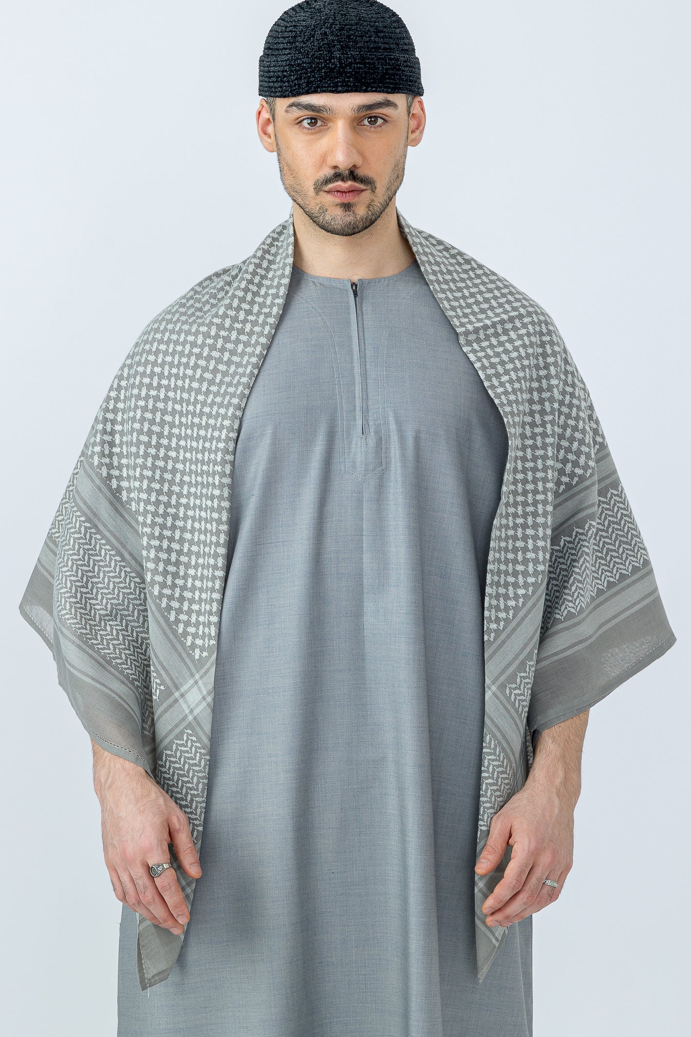 Premium Grey Half Sleeve Thobe for Men - Lightweight & Breathable Islamic Robe - Perfect for Daily Wear, Prayer & Special Occasions