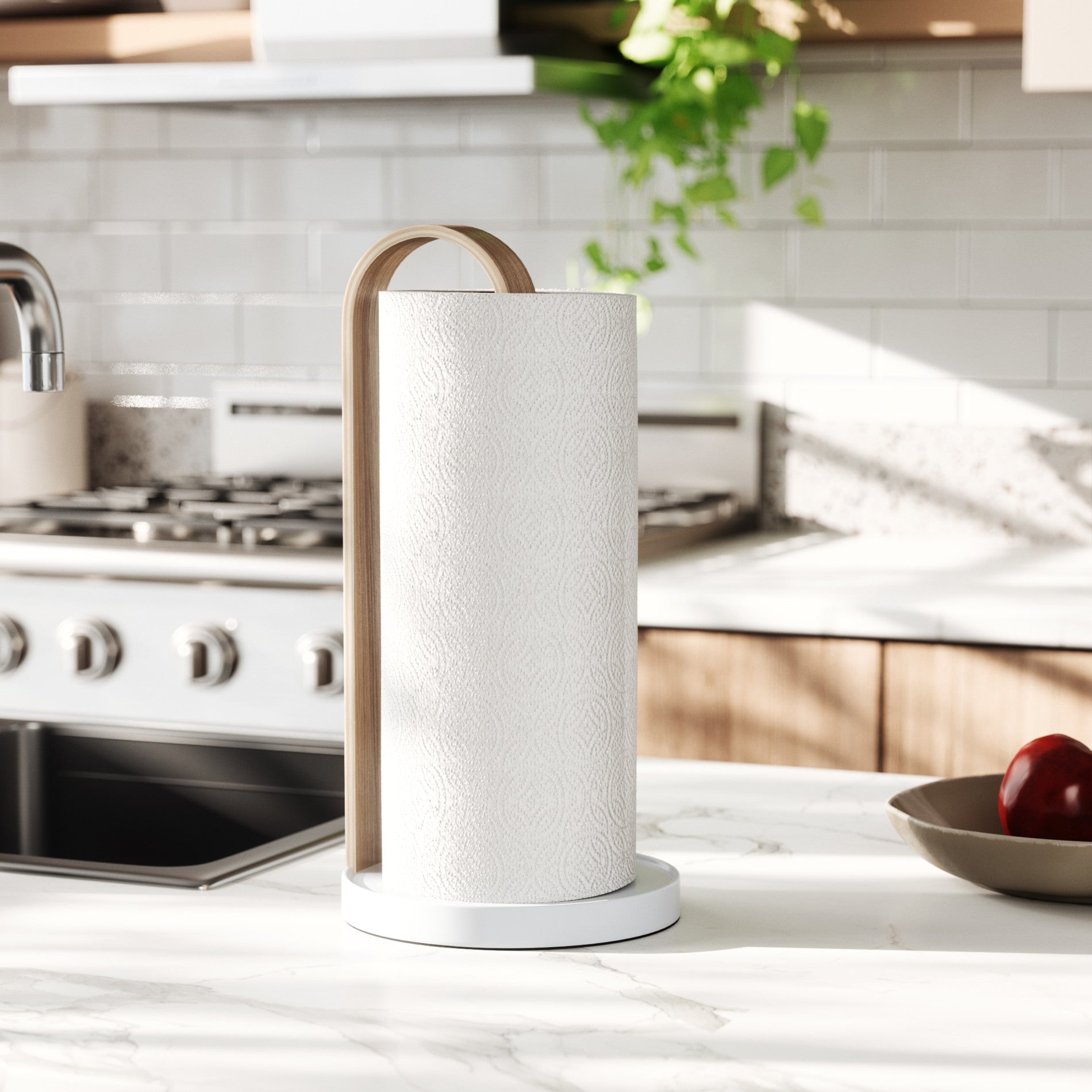Bellwood Stainless Steel Paper Towel Holder - Wall Mount or Countertop, Rustproof & Durable for Kitchen, Bathroom, Office - Perfect for Easy Access to Paper Towels