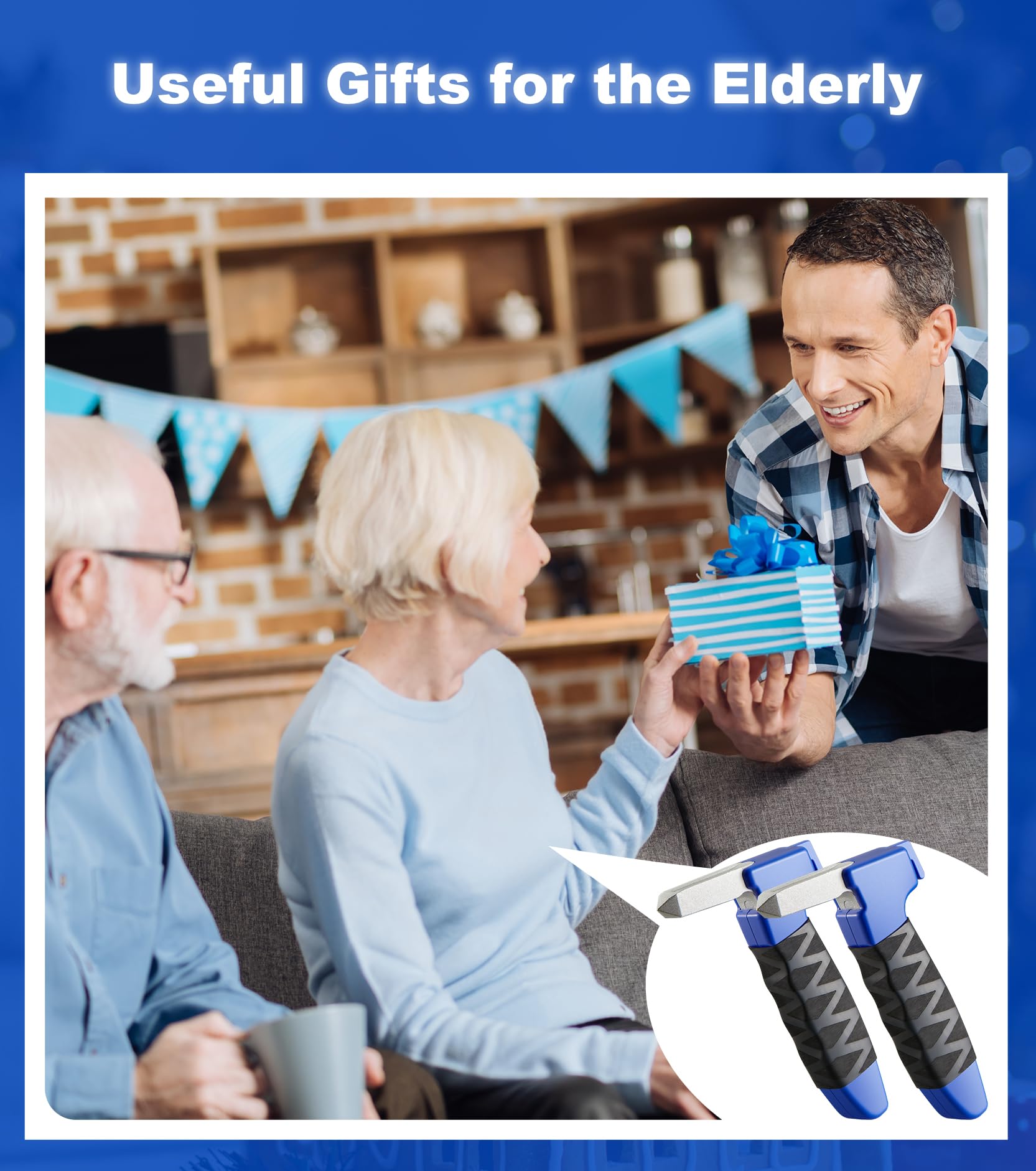 2 Pack Car Handle Assist for Seniors - Auto Cane & Vehicle Support Handle for Elderly & Disabled - Portable Car Door Assist Grip (Blue) - Helps with Easy Entry & Exit from Vehicles - Ideal for Mobility Assistance & Car Accessibility