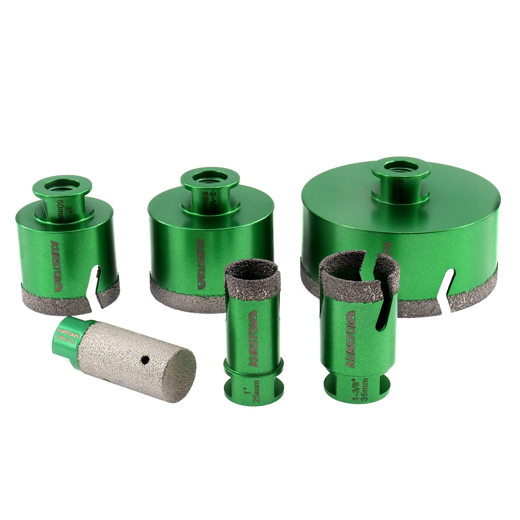 5-Piece Diamond Core Drill Bit Set (25/35/50/65/102mm) with 25mm Diamond Milling Bit - 5/8-11 Thread for Porcelain, Ceramic, Granite & Marble - Perfect for Tile Cutting, Enlarging & Shaping with Angle Grinder - Ideal for Home Renovation & Professional Construction Projects