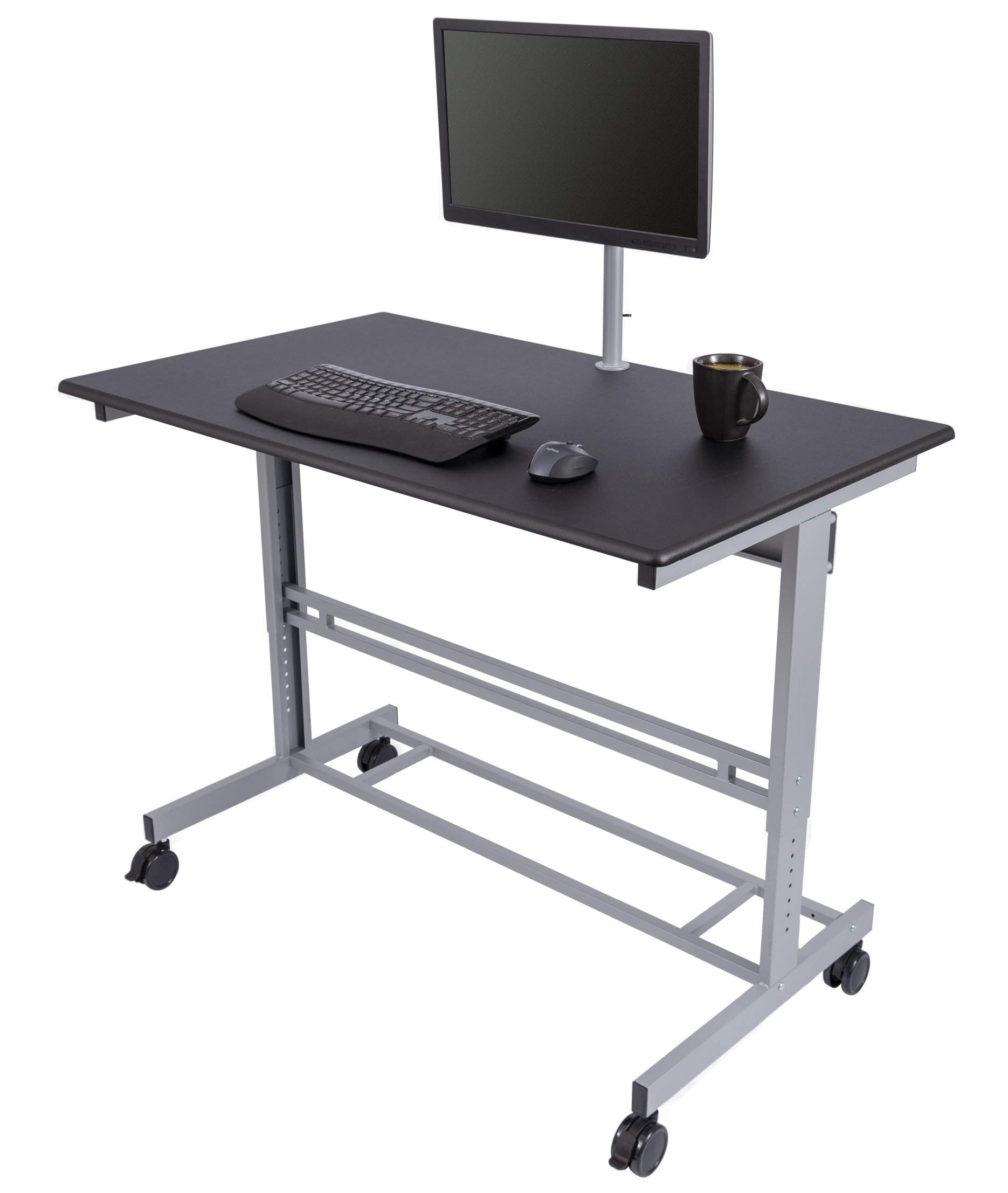 Adjustable Height Mobile Standing Desk with Monitor Mount - 48