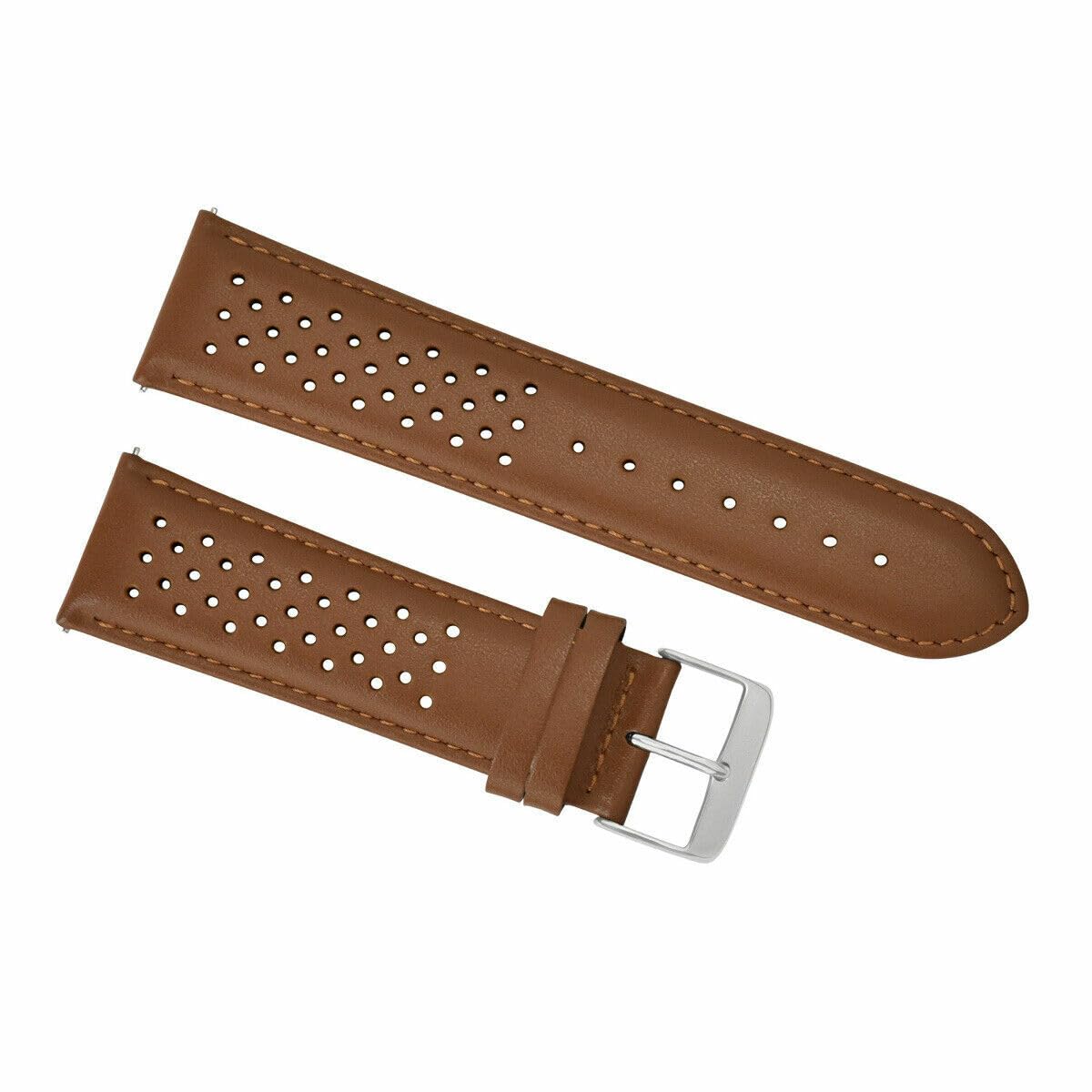 22mm Perforated Leather Watch Band Strap - Quick Release Tan - Compatible with Tag Heuer Carrera | Replacement Watch Strap for Men's Watches | Perfect for Casual, Business & Sports Wear