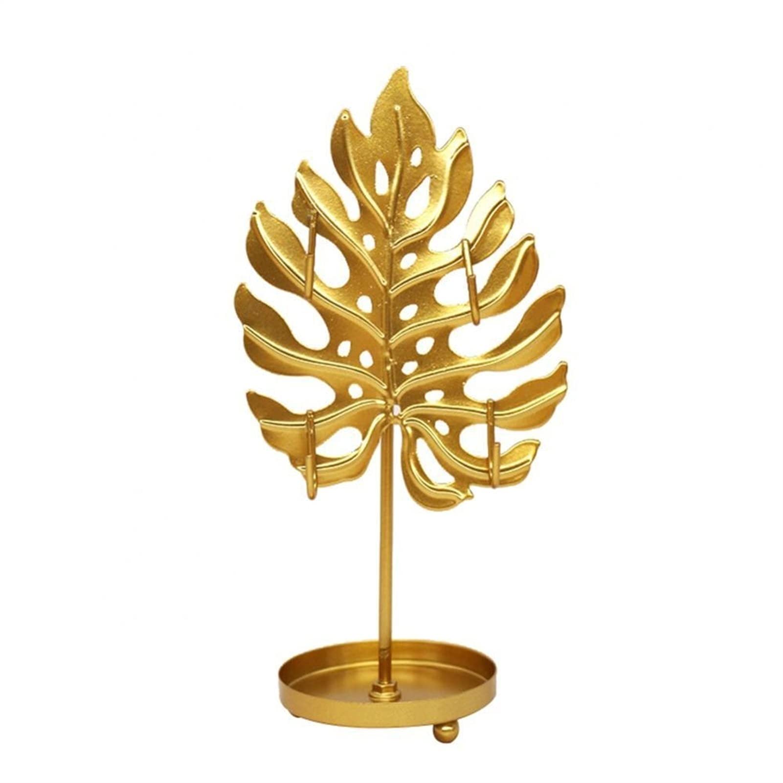 Luxury Golden Leaf-Shaped Jewelry Stand Holder - Elegant Iron Jewelry Display Rack for Earrings, Necklaces, Bracelets & Rings - Perfect Jewelry Storage & Home Decor (Color: Gold) - Ideal for Bedroom Vanity, Dresser Top & Boutique Showcase
