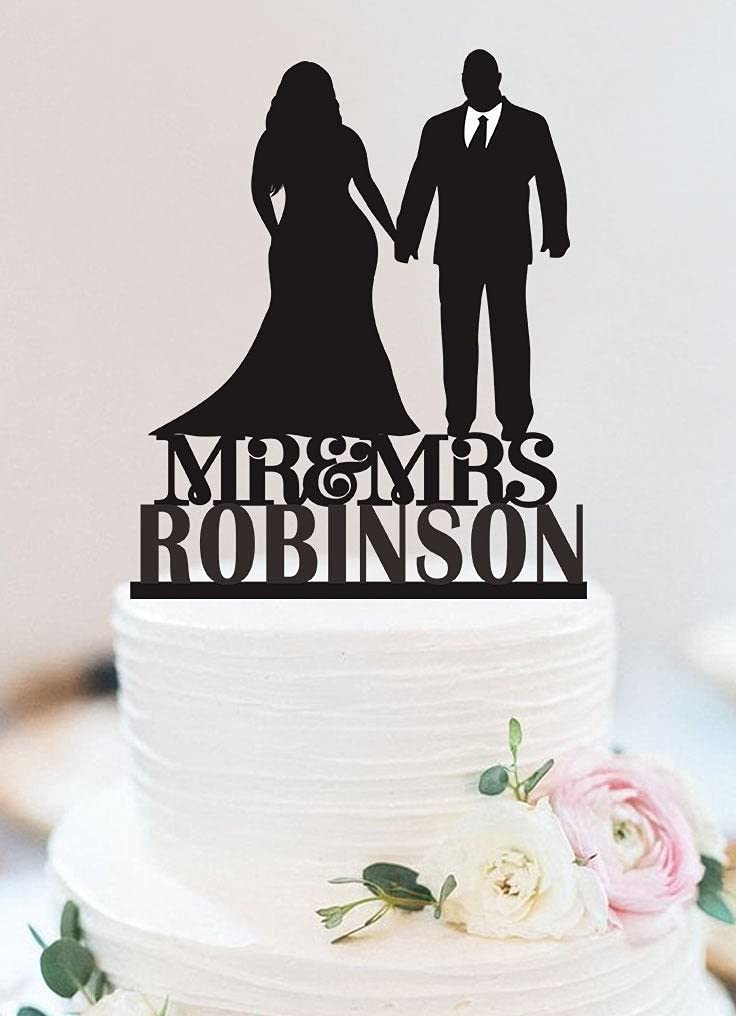 Custom Rustic Cake Toppers for Weddings - Personalized Afro American Couple Topper with Bald Groom & Plus Size Bride - Mr & Mrs Cake Decorations for Anniversary, Engagement & Special Celebrations