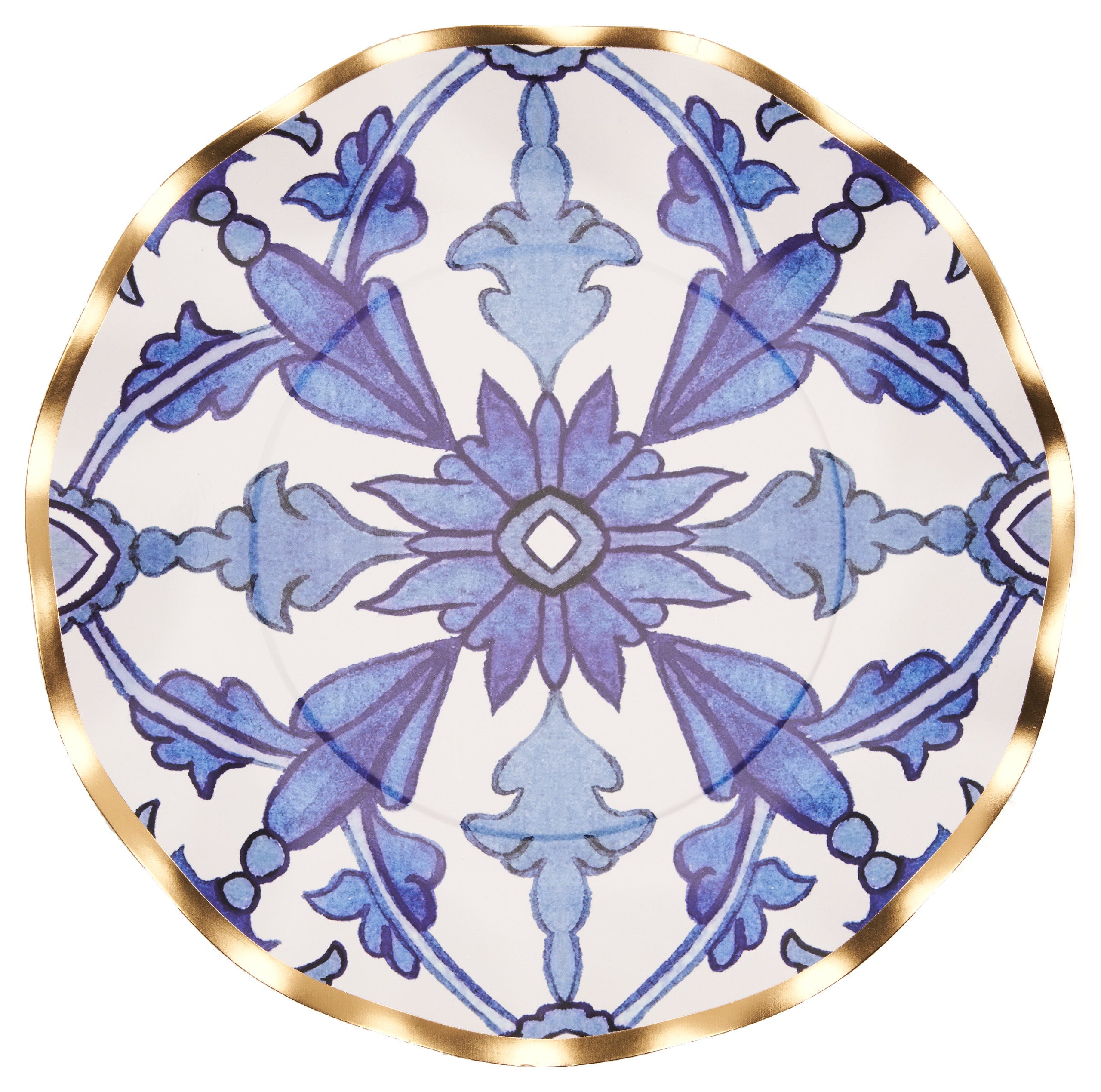 Eco-Friendly Moroccan Nights Wavy Paper Salad Plates - 8 Pack | Disposable Dinnerware for Parties, Picnics & BBQs
