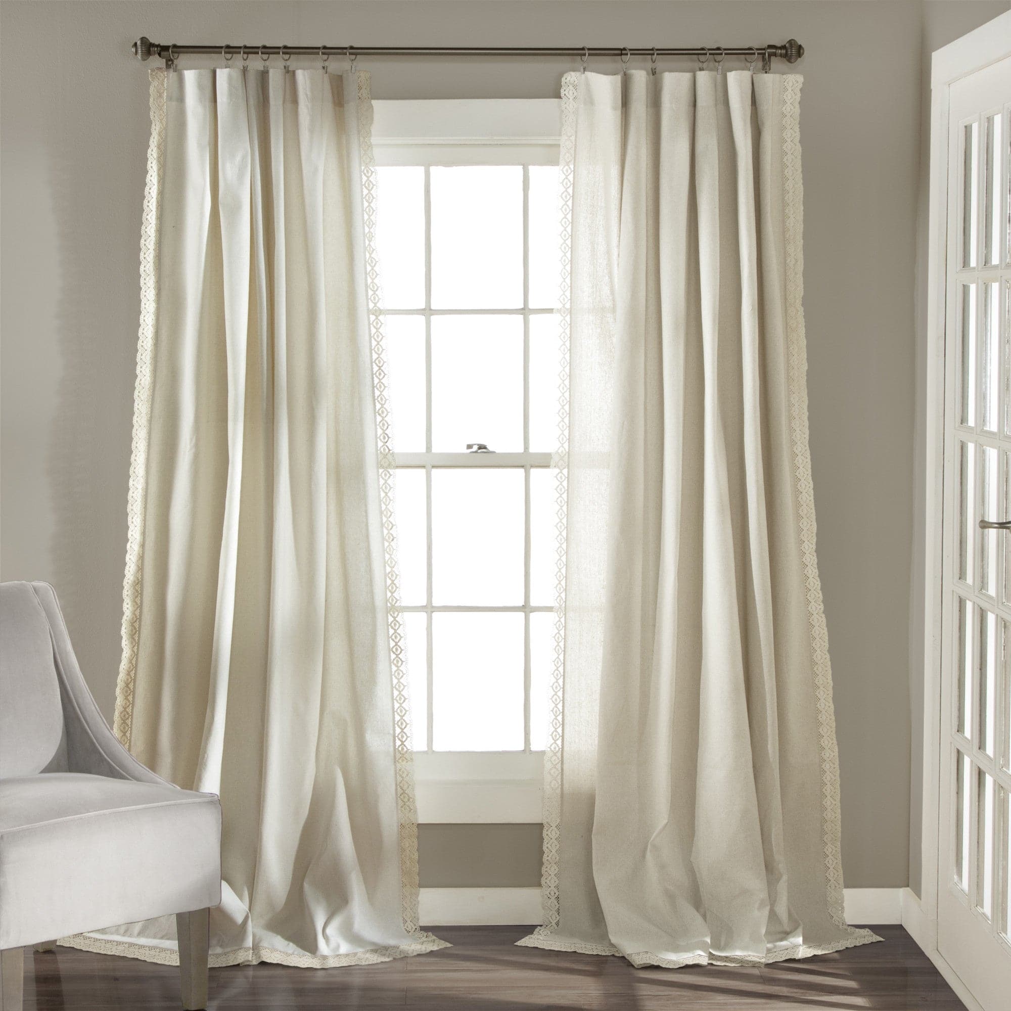 Rosalie Faux Linen Window Panel Set - Light Filtering Curtains for Living Room & Bedroom - Elegant Home Decor for Modern Houses & Apartments