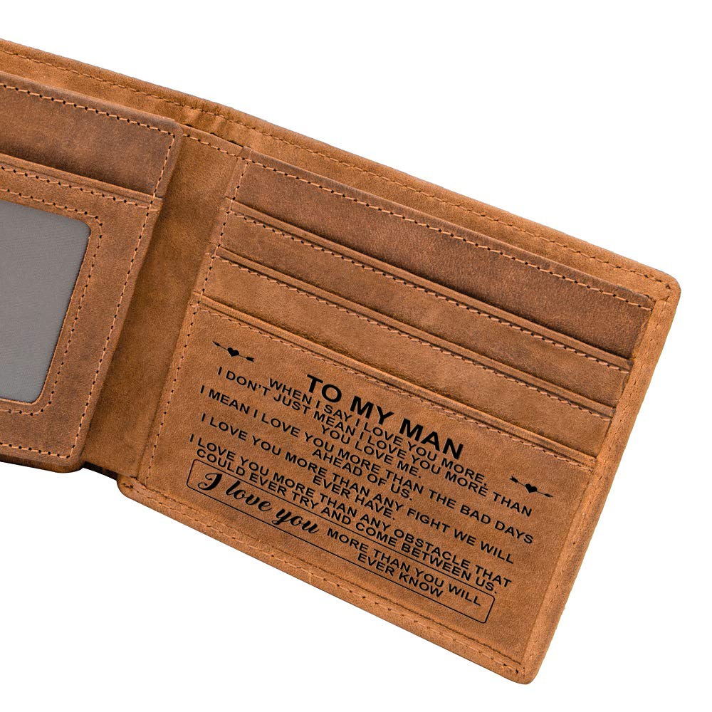 Kenon Personalized Leather Wallet for Men - Engraved RFID Blocking Bifold Wallet, Stylish Brown Mens Wallet - Perfect Valentine's Day, Birthday & Christmas Gift for Him - Ideal for Everyday Use, Travel & Special Occasions