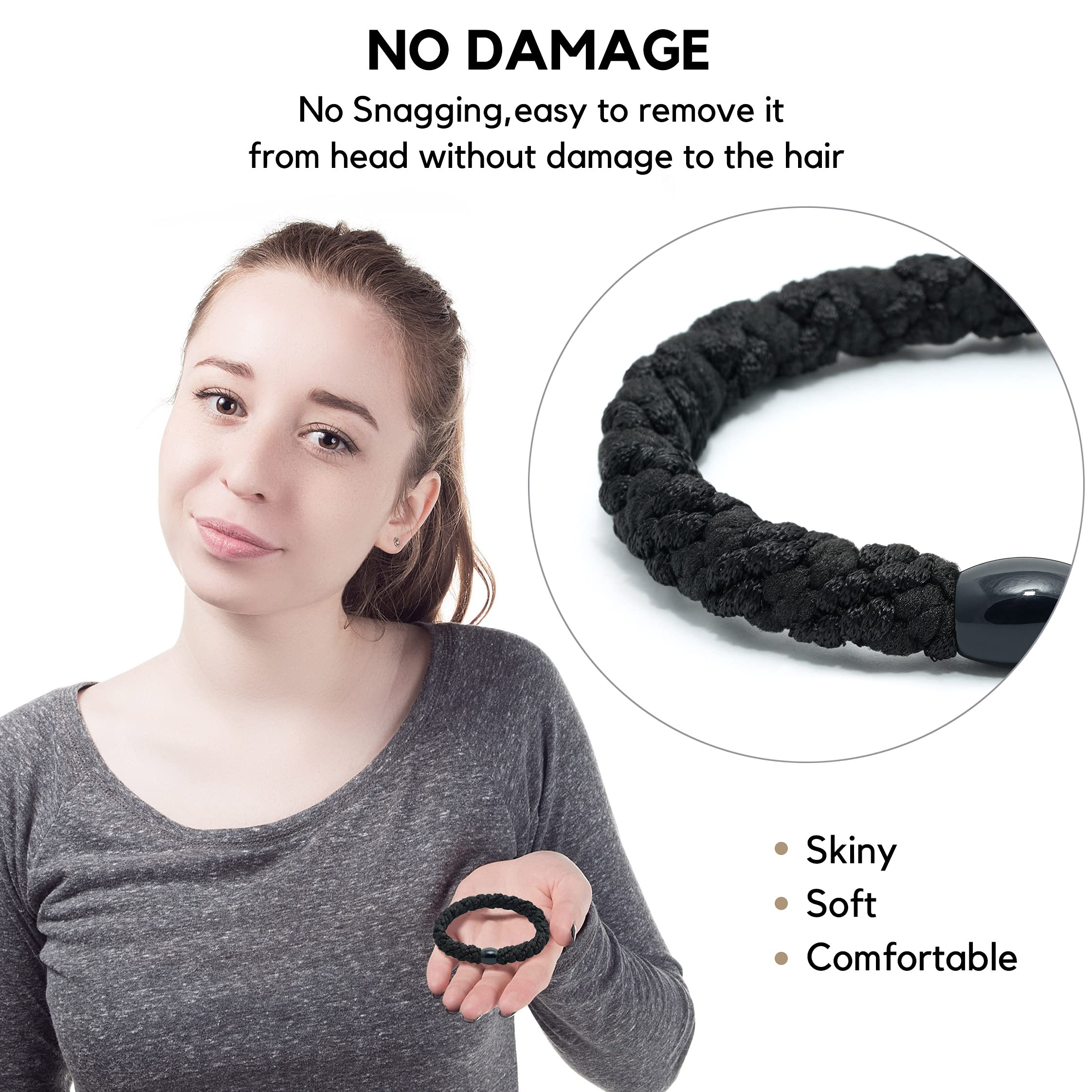 18 Pcs No Damage Hair Ties for Women & Girls - Soft Ponytail Holders for Thick Hair, No Crease Elastic Hair Bands | Perfect for Workouts, Yoga, Office & Daily Use