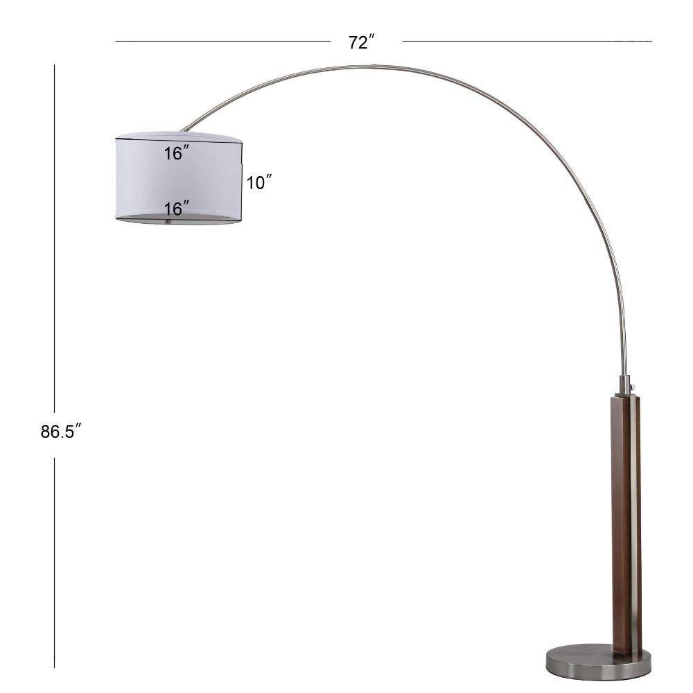 SAFAVIEH Aries 87-inch Modern Farmhouse Arc Floor Lamp - Nickel Finish, LED Bulb Included - Perfect for Living Room, Bedroom & Home Office Lighting