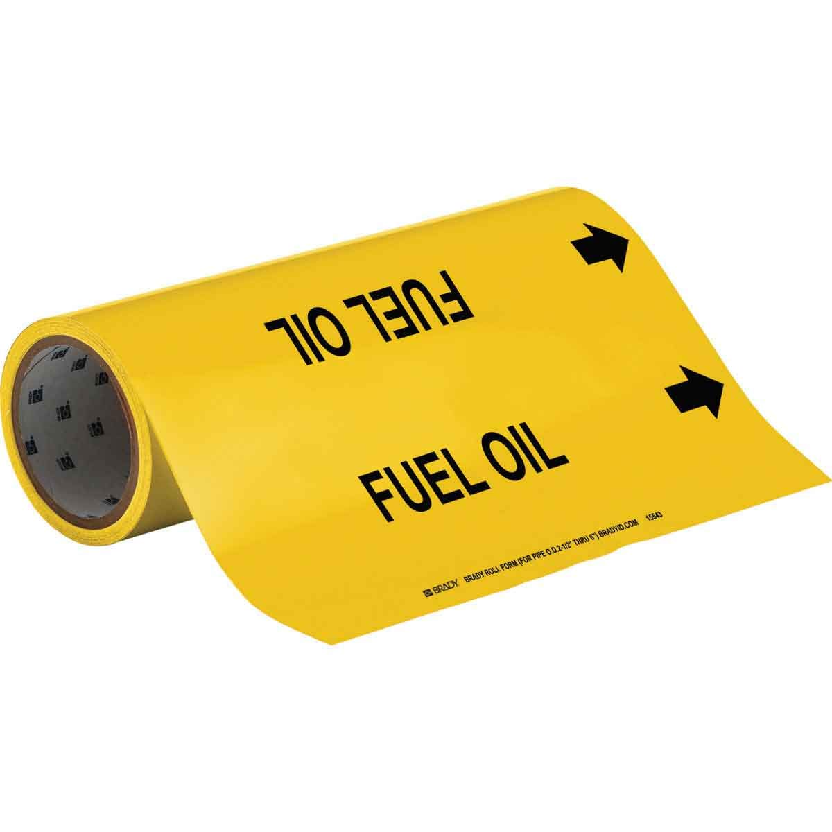 Brady 15543 Yellow Pipe Marker for Fuel Oil - High Visibility Pipe Labeling for Industrial Safety & Hazard Identification