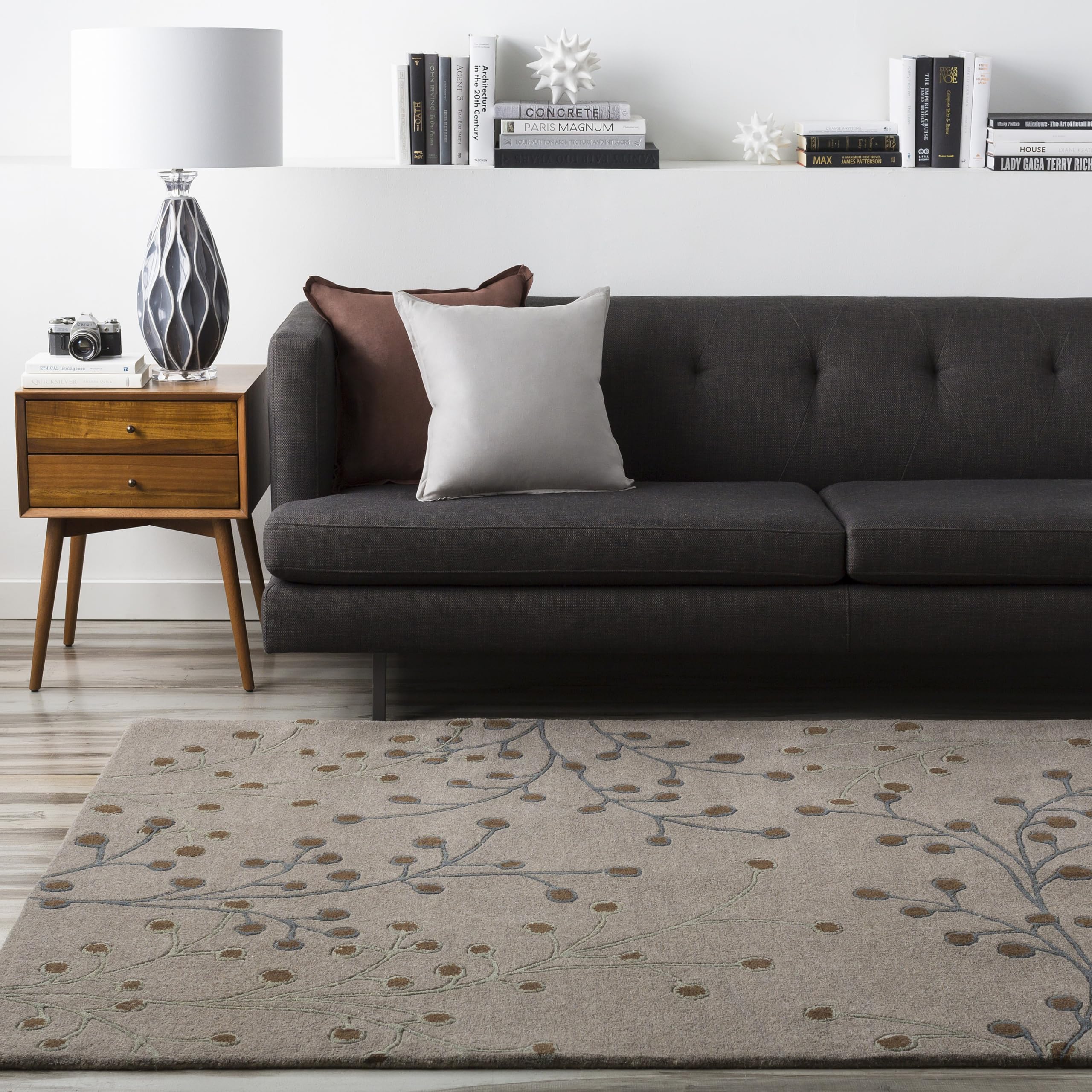 Mark&Day 9x12 Le Havre Cottage Medium Gray Wool Area Rug - Soft & Durable Grey Brown Carpet for Living Room, Bedroom, Kitchen - Perfect for Cozy Home Decor & High-Traffic Areas (9' x 12')