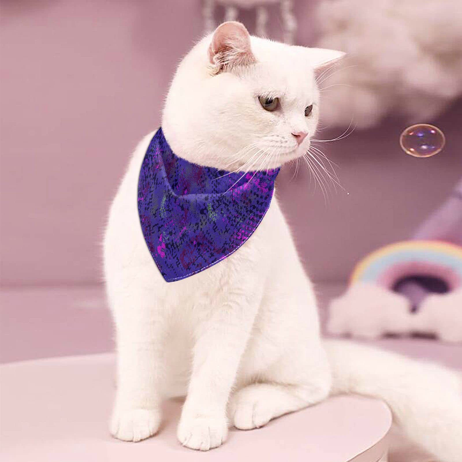 2 Pack Snake Skin Pattern Purple Dog Bandanas - Adjustable Snap Button Pet Scarf for Small Medium Large Dogs & Cats - Perfect for Holidays, Parties & Everyday Wear