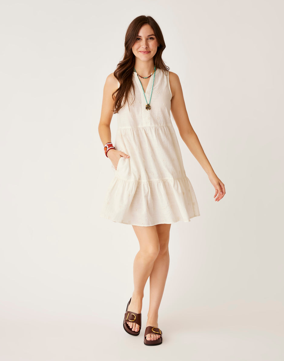Nellie Eyelet Dress in Birch - Floral Lace Summer Dress for Women | Perfect for Beach, Wedding & Casual Outings