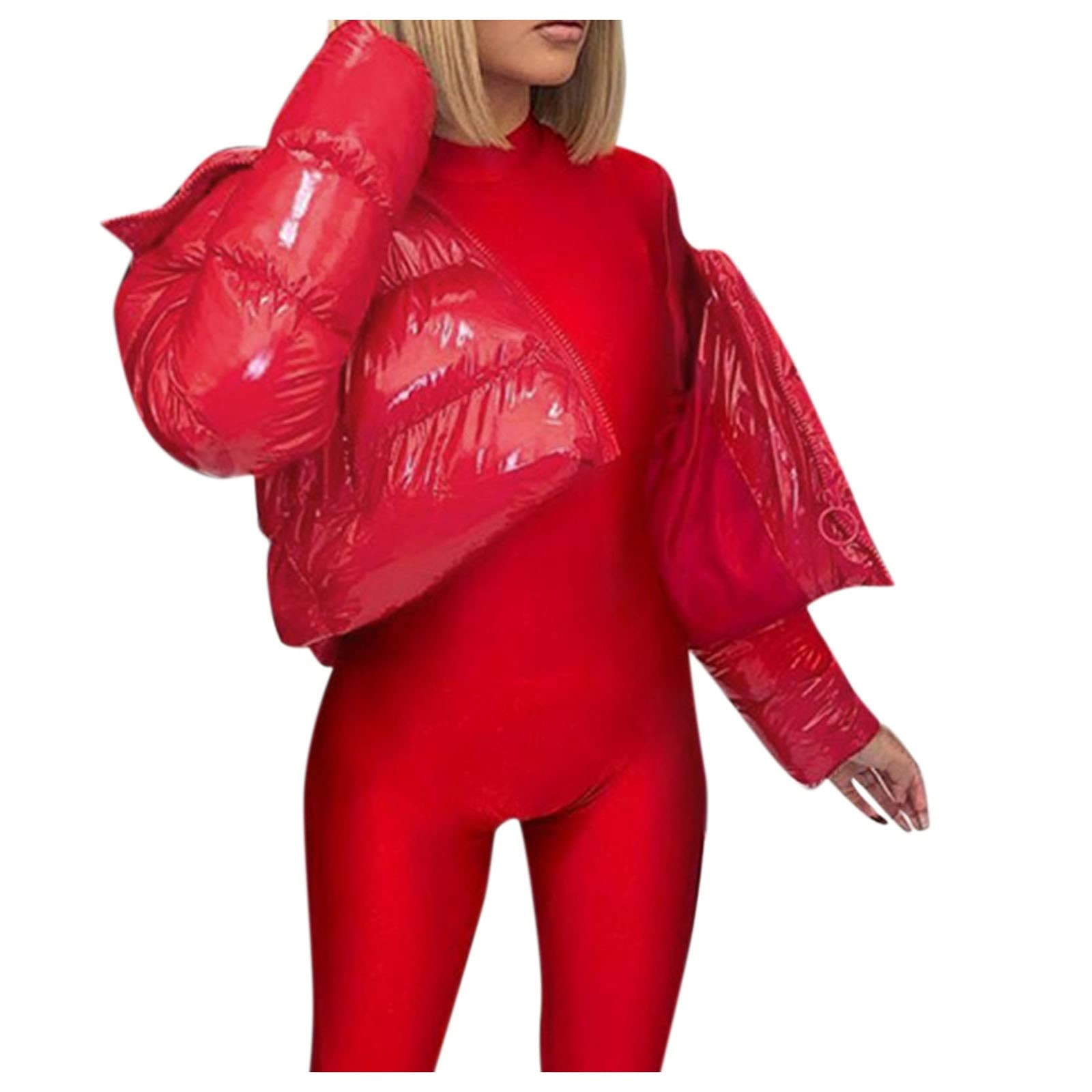 IMMAY Women's Winter Down Jacket - Patent Leather Short Padded Coat for Cold Weather, Fashion Outerwear for Daily Wear, Work, and Outdoor Activities