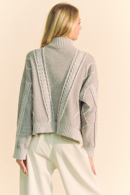 Davi & Dani Women's Cable Knit Turtleneck Sweater - Oversized Drop Shoulder Pullover for Fall & Winter | Cozy Casual Wear for Office, Dates & Holiday Outfits