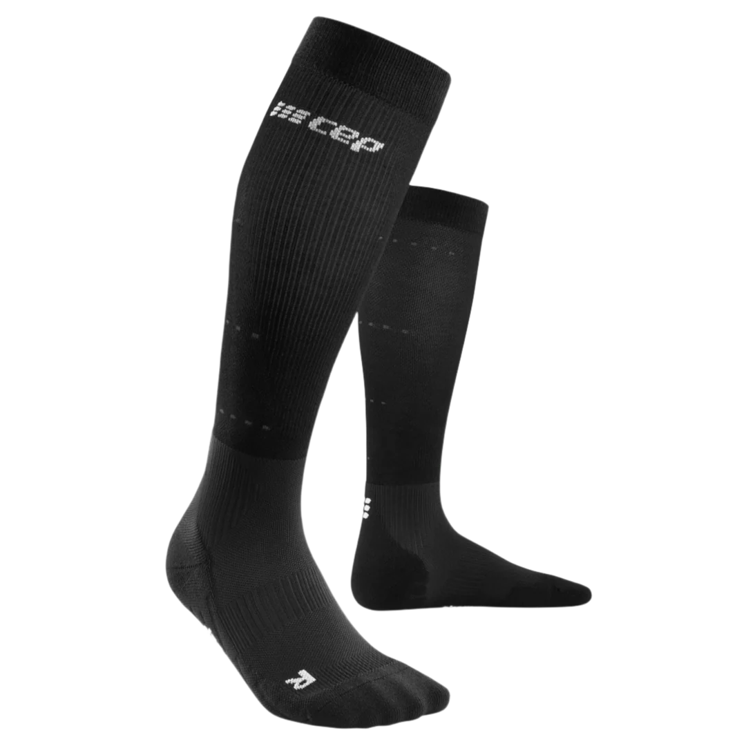 CEP Men's Infrared Recovery Socks - Tall Compression Socks for Athletes & Runners - Black/Black - Enhance Blood Circulation & Muscle Recovery for Workouts & Post-Exercise