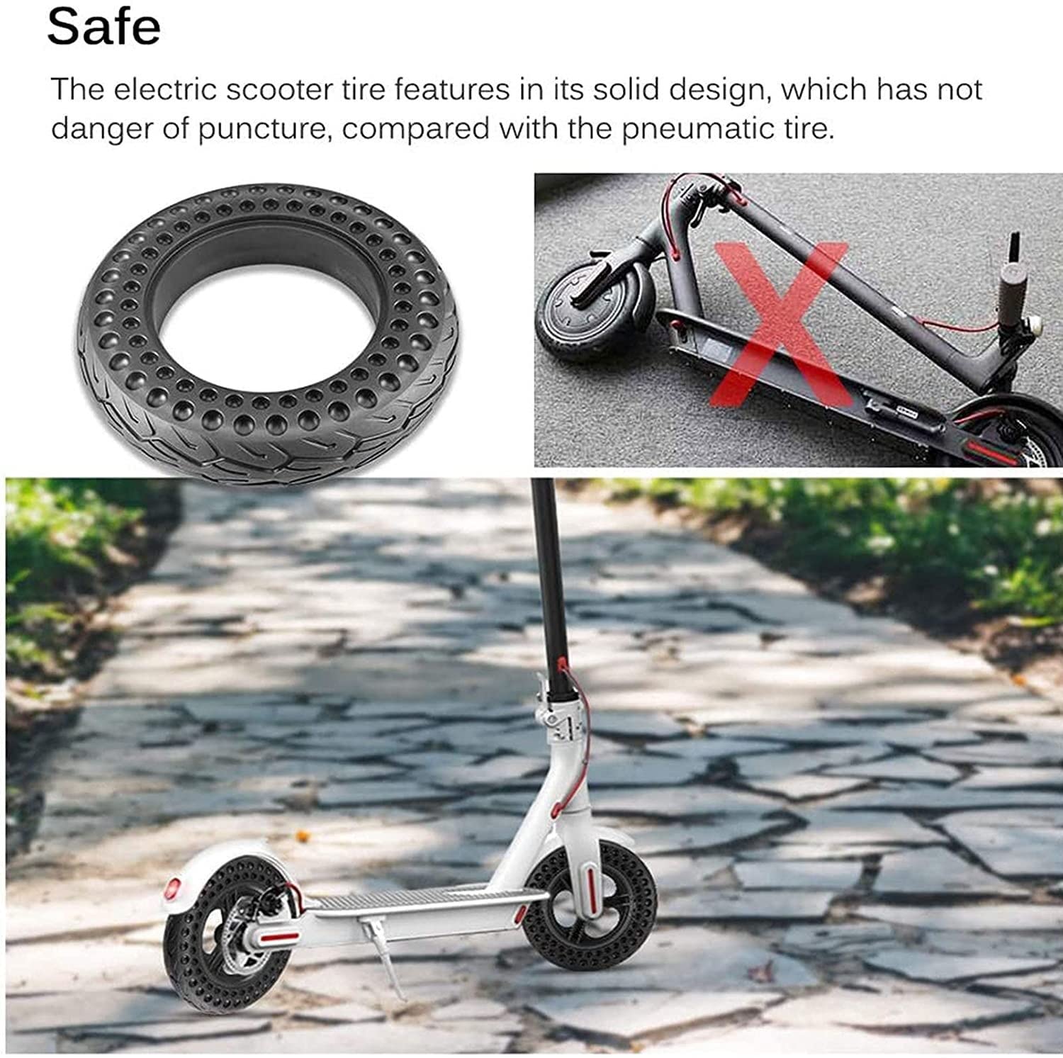 10 Inch Solid Honeycomb Tire for Electric Scooter - Non-Pneumatic Black Hollow Tire Replacement for E-Scooter Parts - Perfect for Commuting, Urban Travel & Last-Mile Transportation