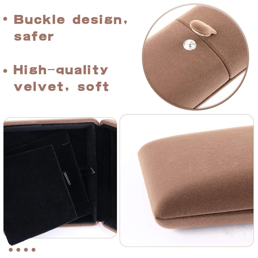 Rolin Roly Velvet Jewelry Gift Box - Flocked Bracelet Display Case for Necklaces, Rings & Watches | Perfect for Weddings, Engagements, Birthdays & Anniversaries | Elegant Brown Jewelry Storage & Presentation Box for Special Occasions