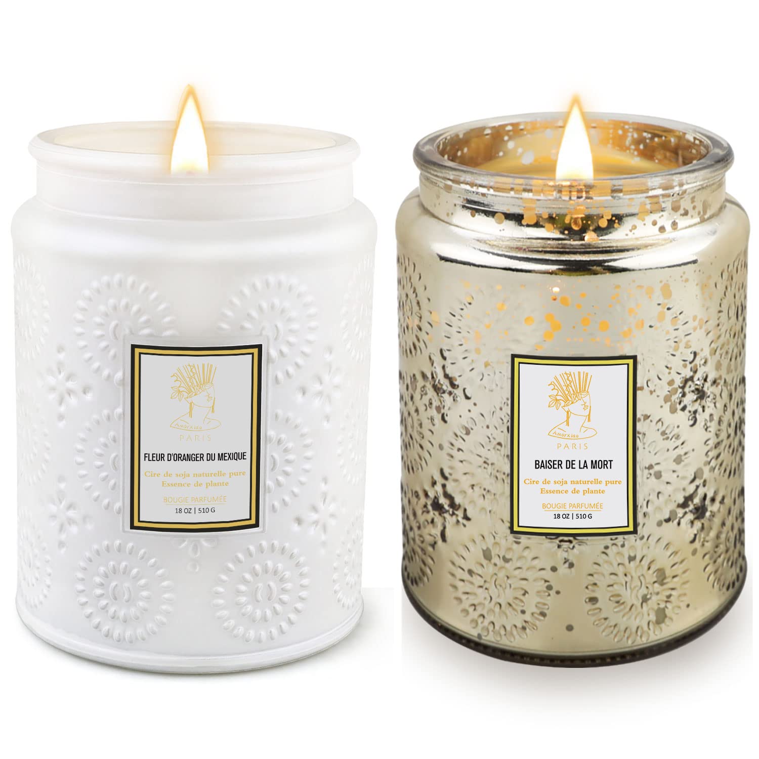 Premium Scented Candles 2-Pack - 18 oz Soy Wax Aromatherapy Candles for Home, Relaxation & Gifts | Long-Lasting 250-Hour Burn Time | Gardenia & Orange Blossom Fragrance | Perfect for Christmas, Birthdays, Mother's Day & Home Decor | Creates Cozy Ambiance for Living Rooms, Bedrooms & Spa Nights