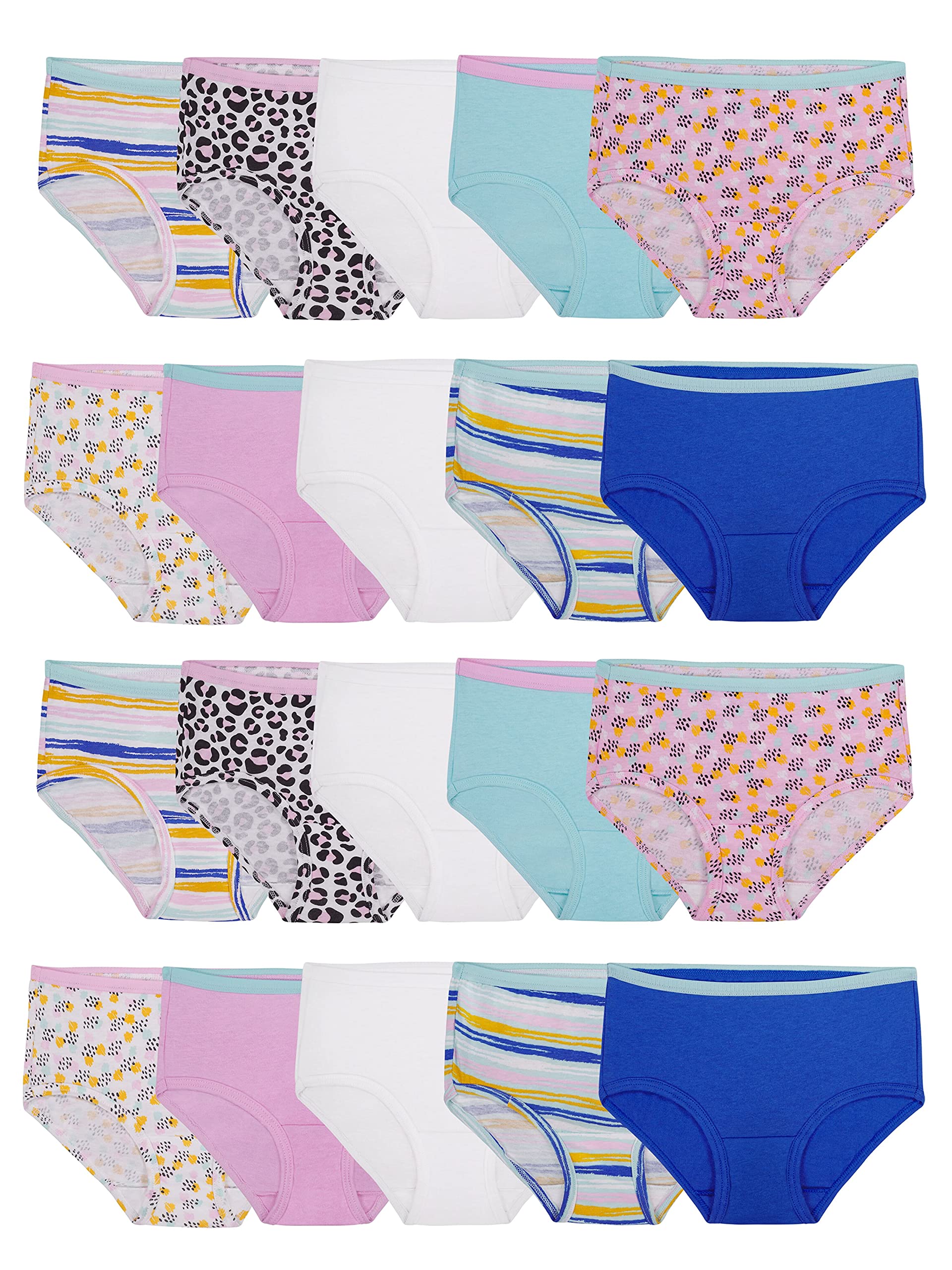 Fruit of the Loom Girls' Cotton Brief Underwear Multipack - Soft Comfortable Breathable Panties for Kids & Teens - Perfect for School, Sports & Everyday Wear