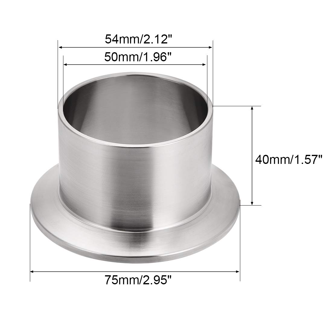 uxcell 304 Stainless Steel Long Weld Clamp Ferrule Fitting - 54mm x 40mm for Industrial Piping, Plumbing, and HVAC Systems - Corrosion Resistant Pipe Connector for Secure Fluid Transfer
