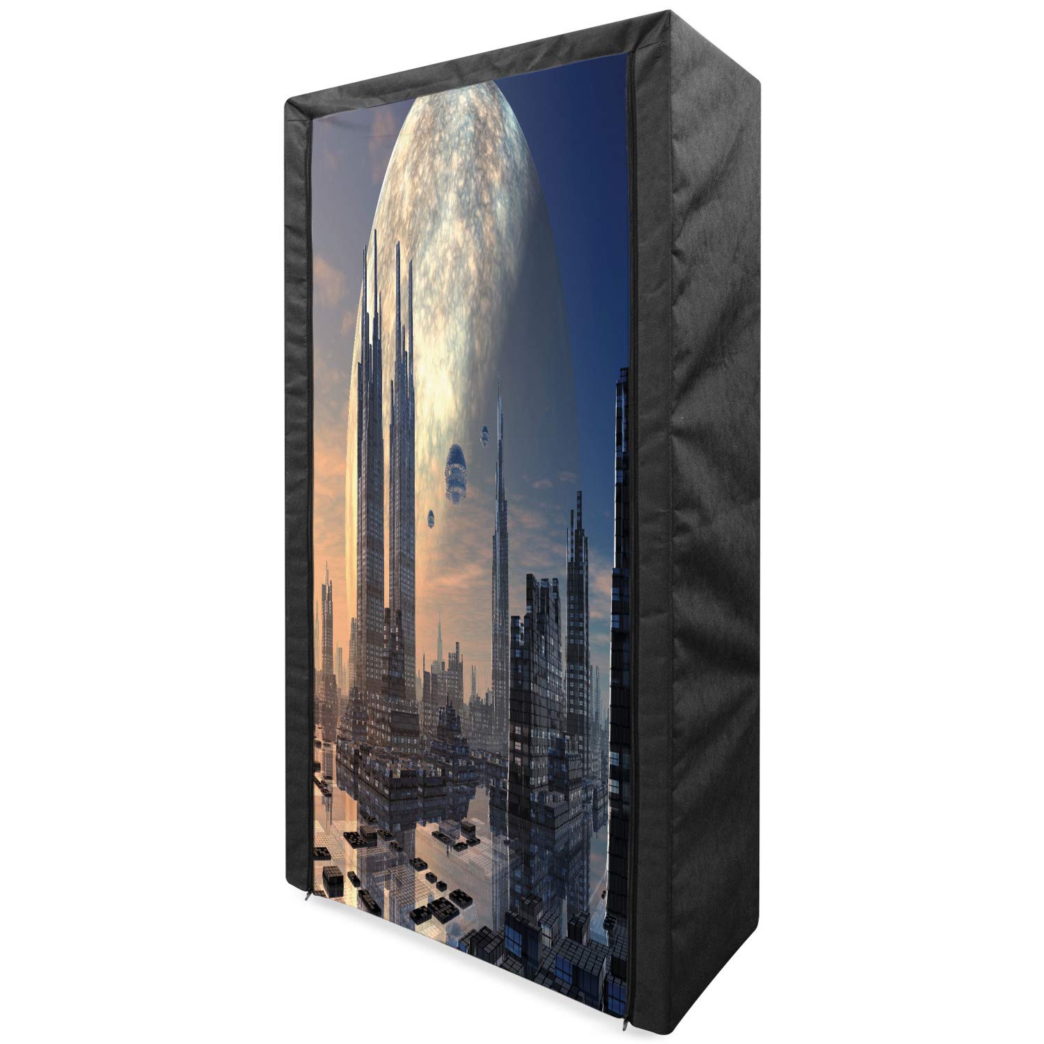 Ambesonne Futuristic Alien City Portable Fabric Wardrobe - 33.5