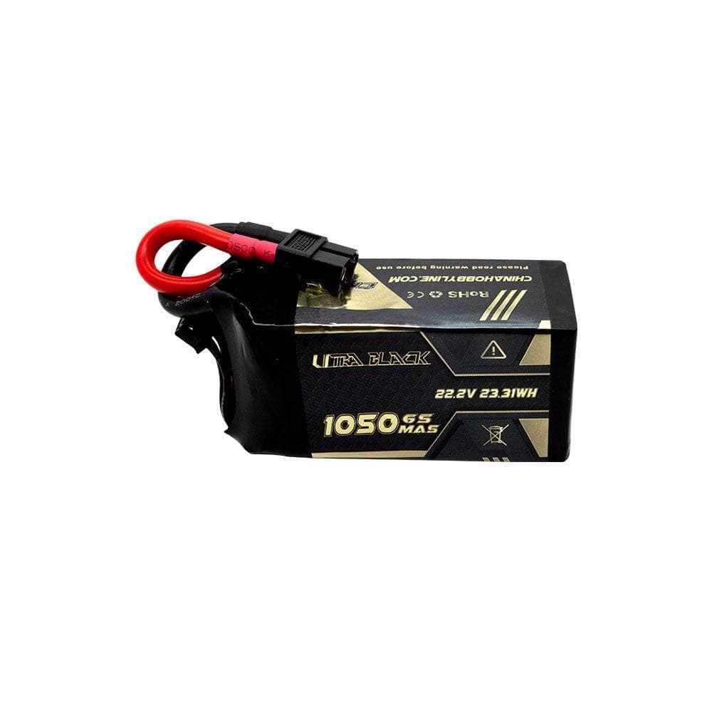 CNHL Ultra Black Series 22.2V 6S 1050mAh 150C LiPo Battery with XT60 Connector - High Performance RC Drone, Airplane & Helicopter Battery for Long Flight Time