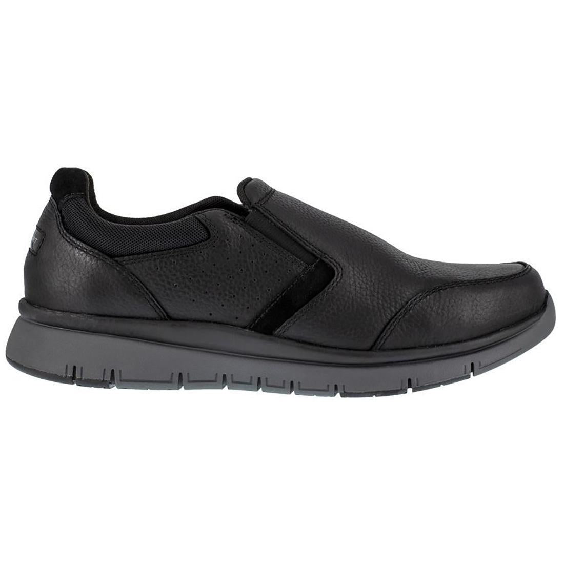 Primetime Casuals Men's Steel Toe Slip On Work Shoes - Black Safety Shoes for Construction, Warehouse & Industrial Work - Comfortable Non-Slip Work Boots for Electricians, Mechanics & Laborers